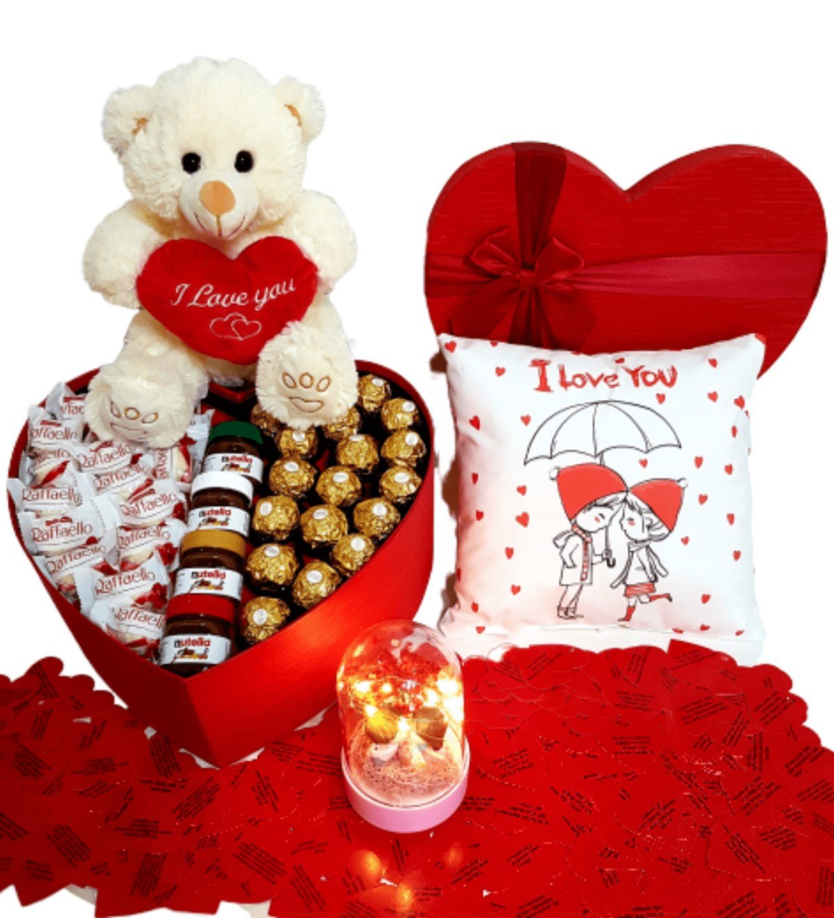 Hanbeyi | Sevgiliye Hediye Çikolata I Love You Mesaj Set Ayıcık Aşkın  Büyüsü Işıklı Fanus