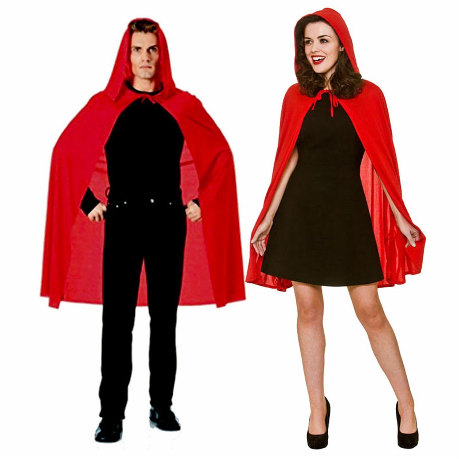 Cellat Pelerin Kırmızı Kapüşonlu Saten 100cm - KostümPartim®