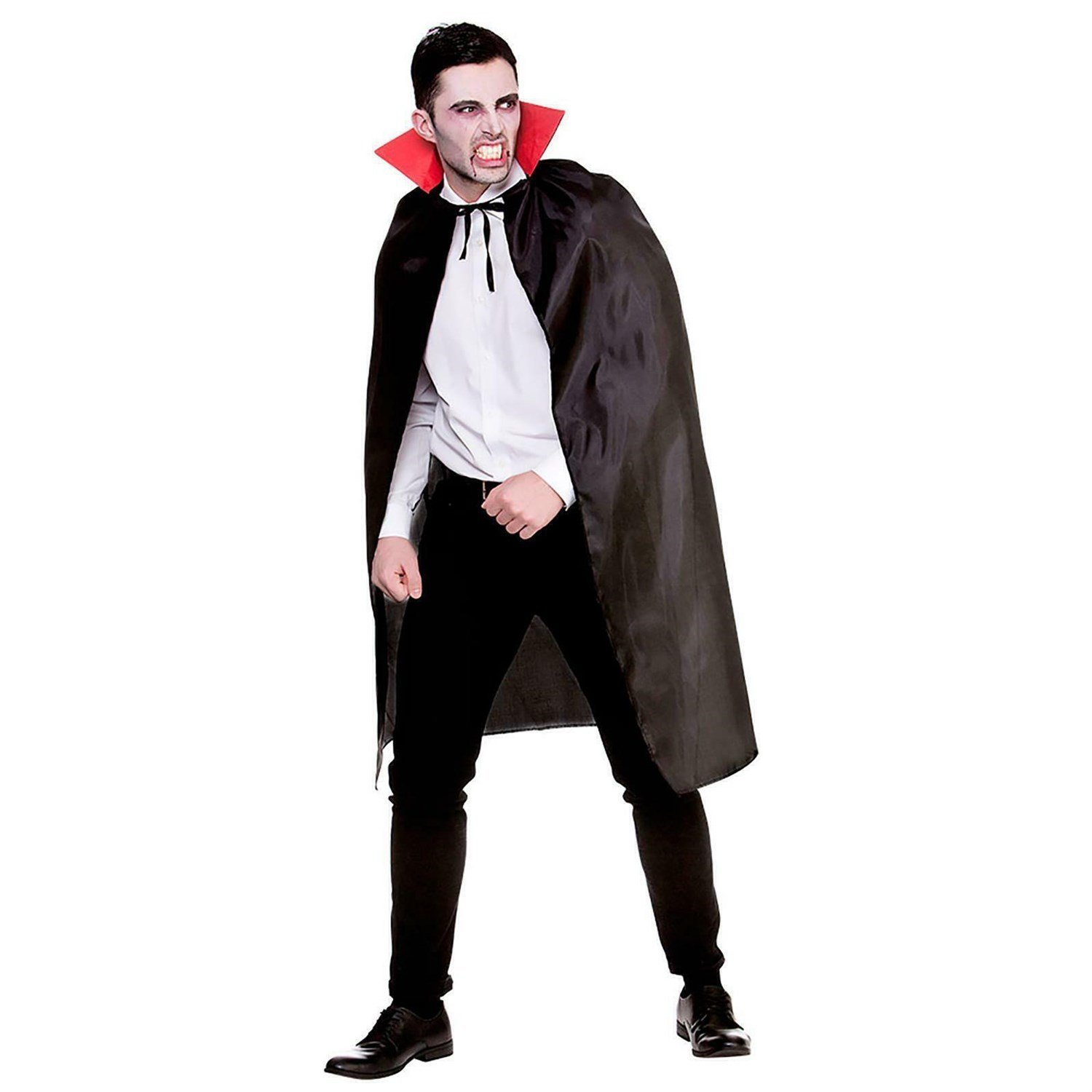 Dracula Pelerini Kırmızı Yakalı Saten 100cm - KostümPartim®