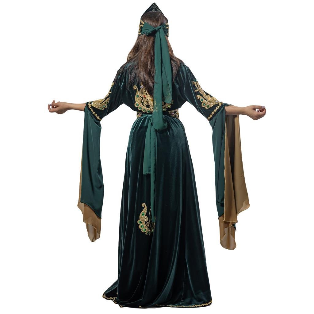 Hürrem Sultan Kıyafeti Yetişkin Kadın Lüks Kadife Bindallı Elbisesi Zümrüt  Yeşili - KostümPartim®