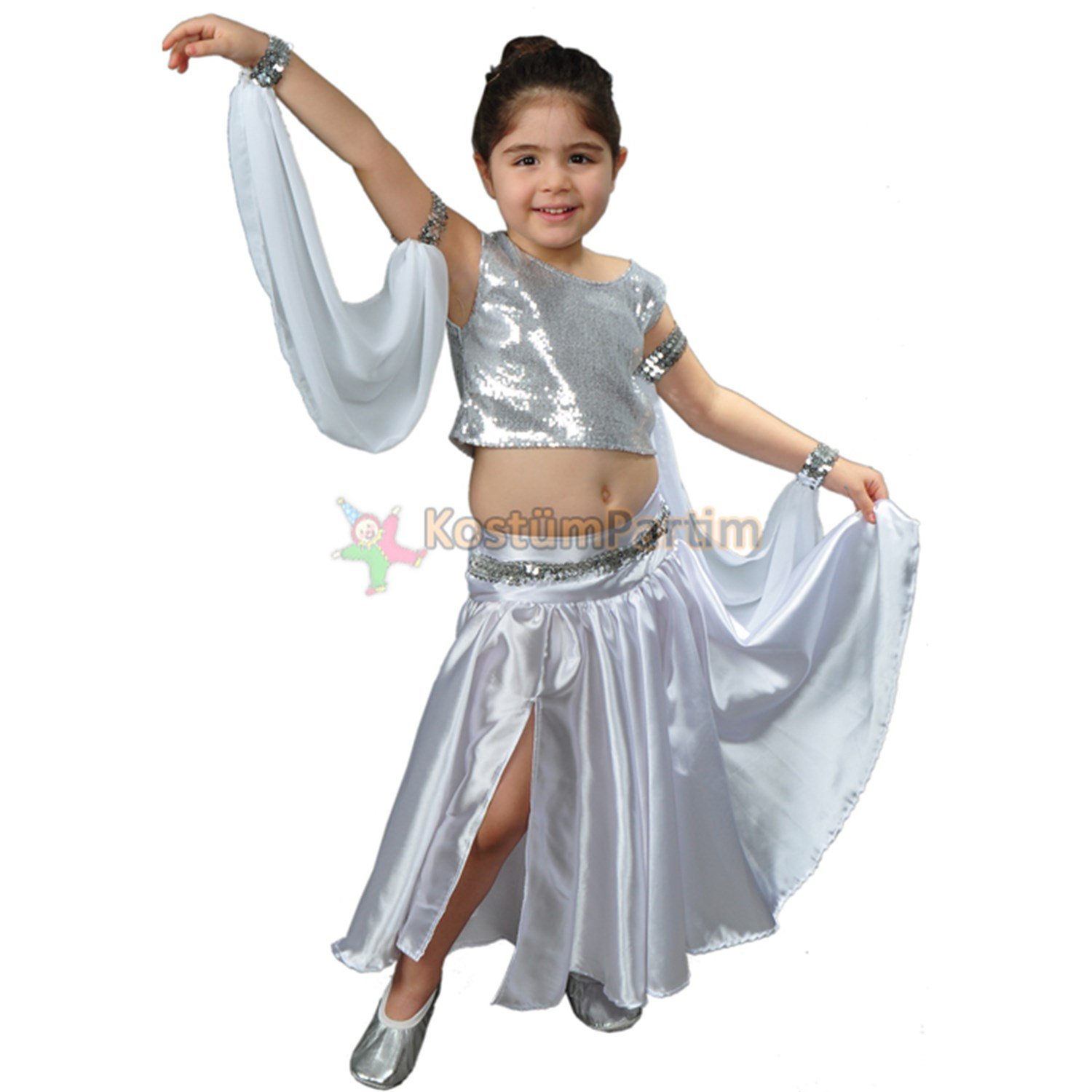 Modern Dans Kıyafeti Gümüş Kız Çocuk - KostümPartim®