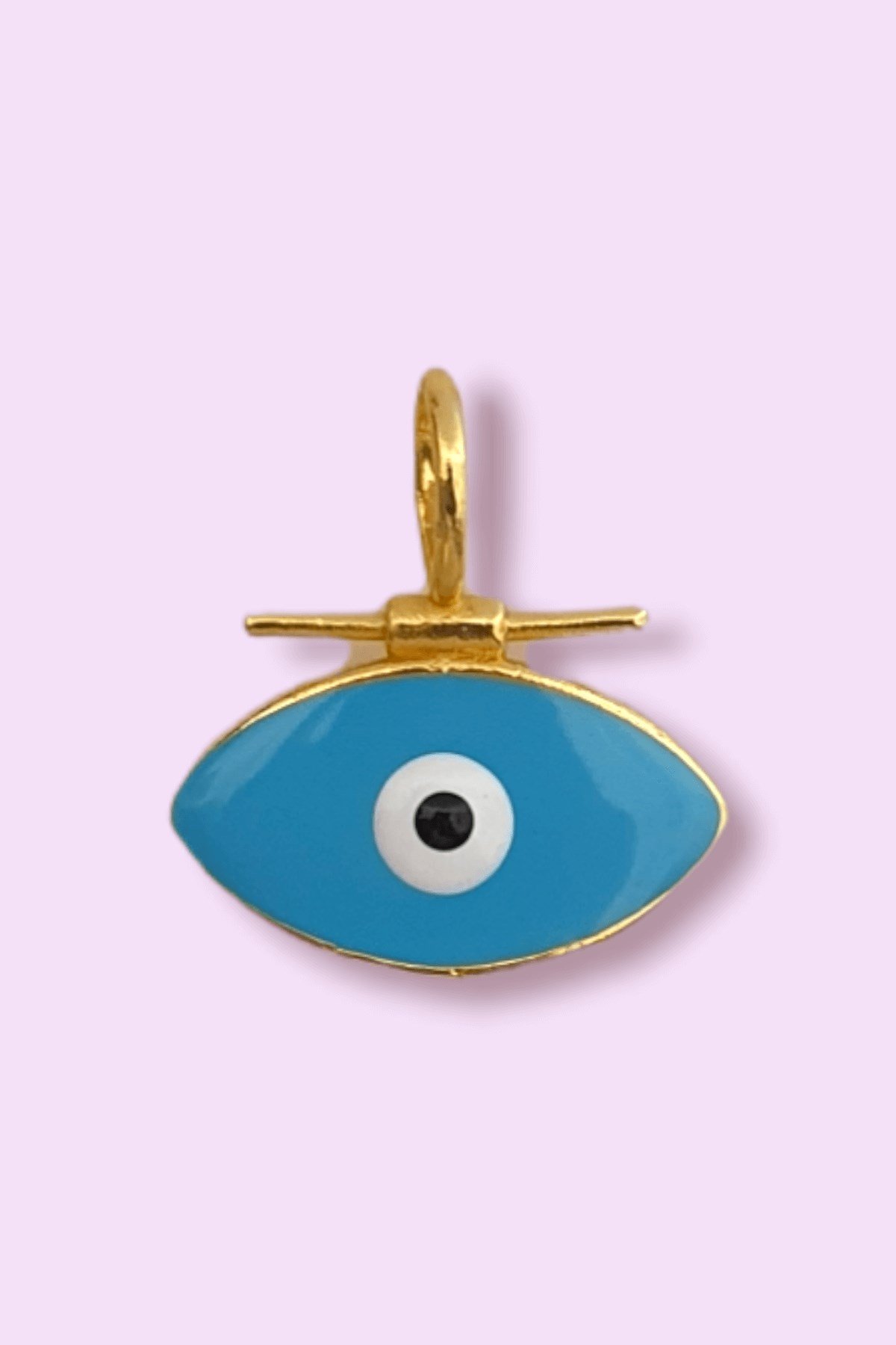 Büyük Halkalı Göz Kolye Ucu - Evil Eye Kolye Ucu - Mavi Mineli