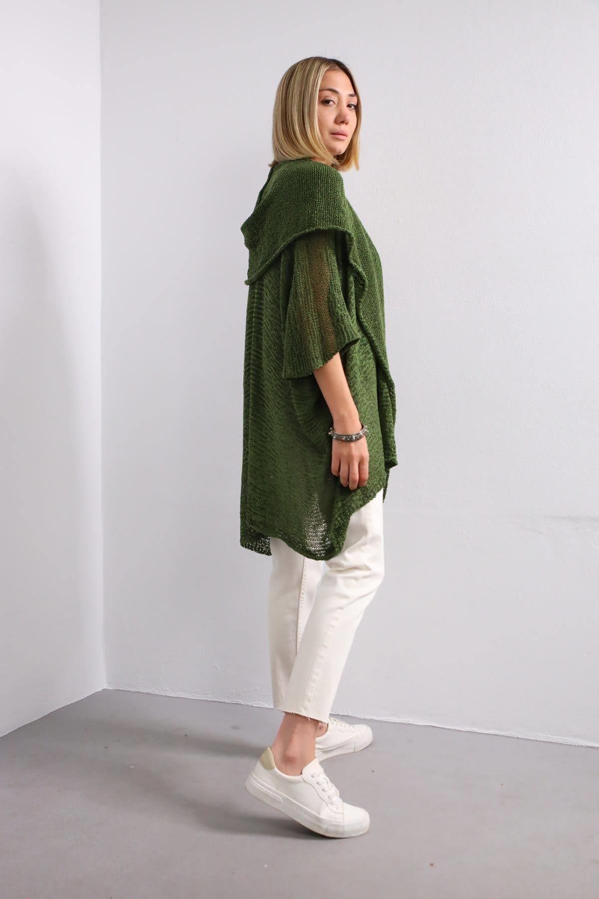 Khaki hot sale hooded cardigan