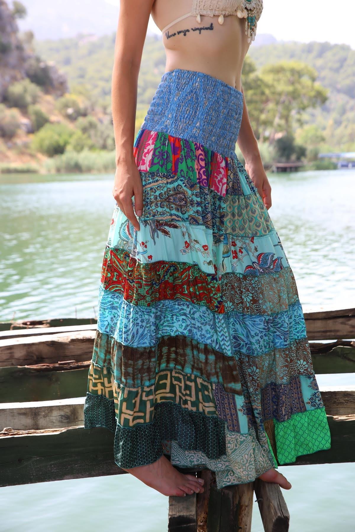 patchwork knit skirt (acka) KIRED / キーレッドスプリング
