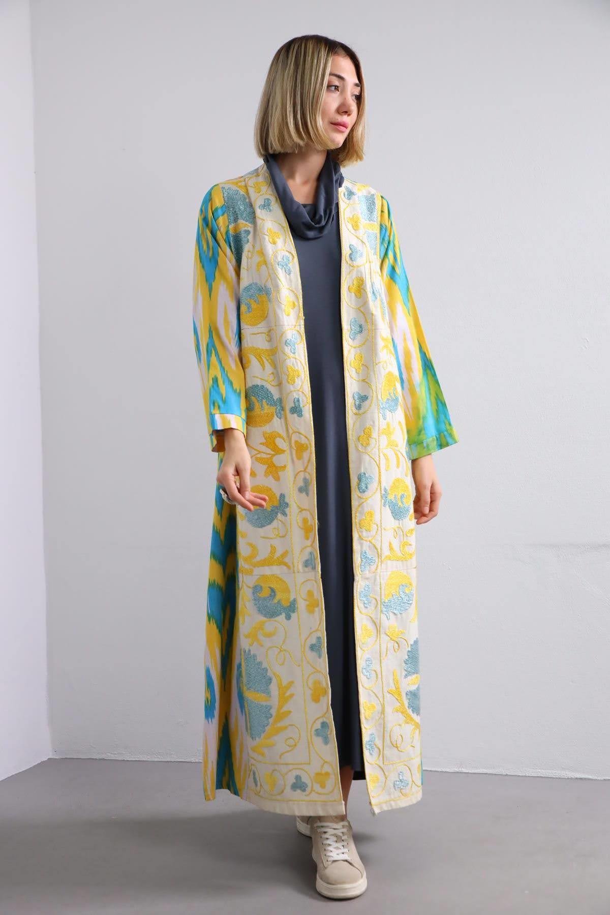 Sar Etnik lemeli Suzani Kaftan aman Butik Bohem Giyim ve Aksesuar Kad n Erkek