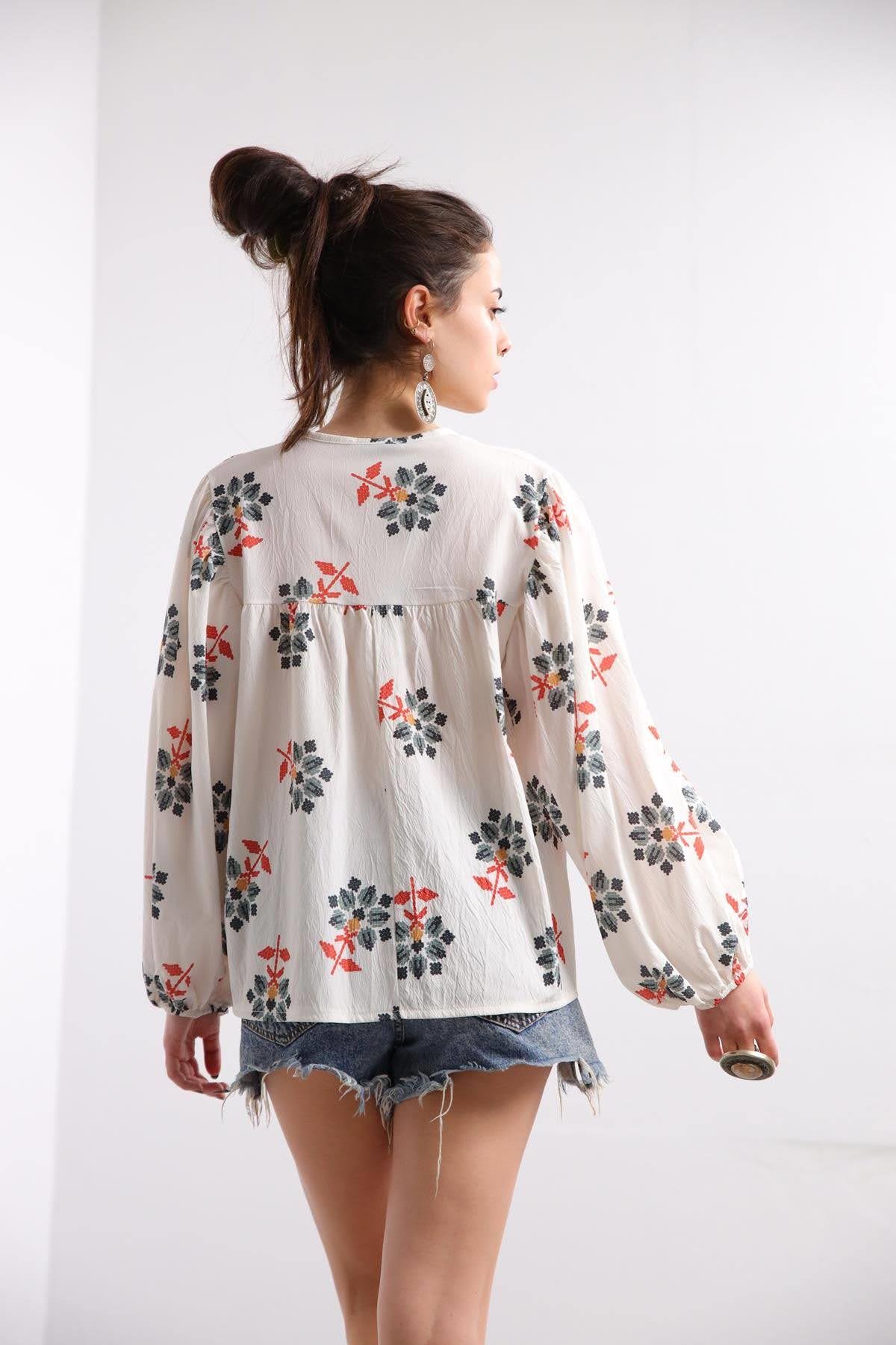 Embroidered Blouse - Floral Blouse