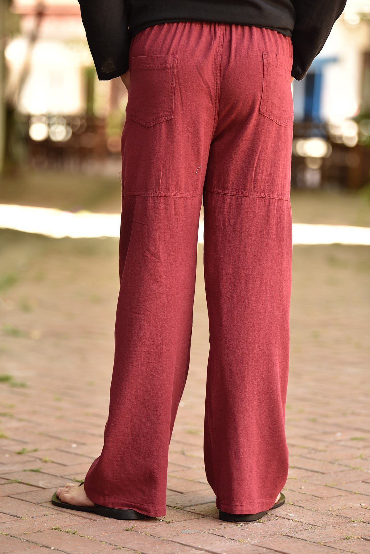 Burgundy Nepali Casual Cut Men's Pants - Şaman Butik