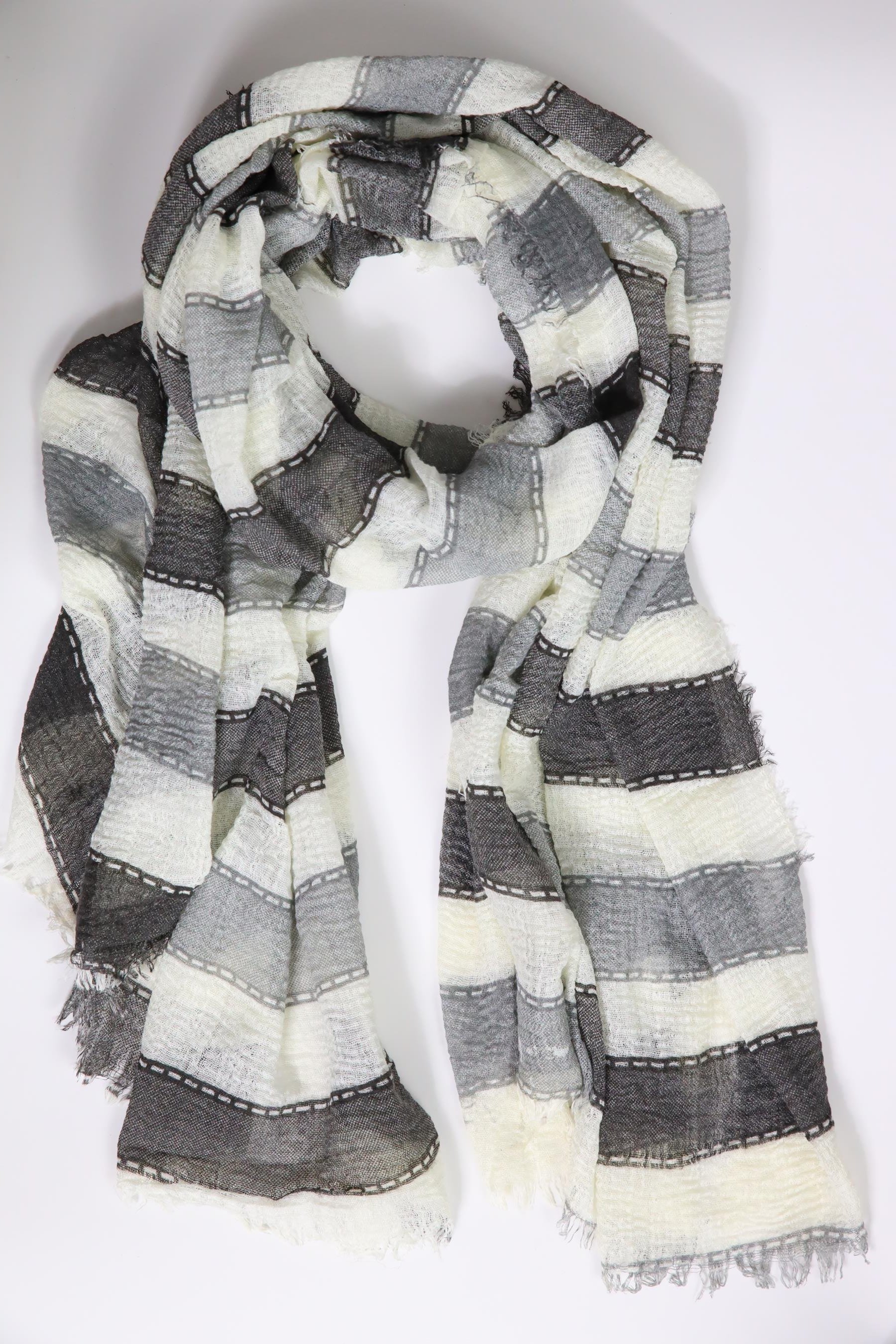 Gray Film Strip Patterned Shawl - Saman Butik | Shop Online