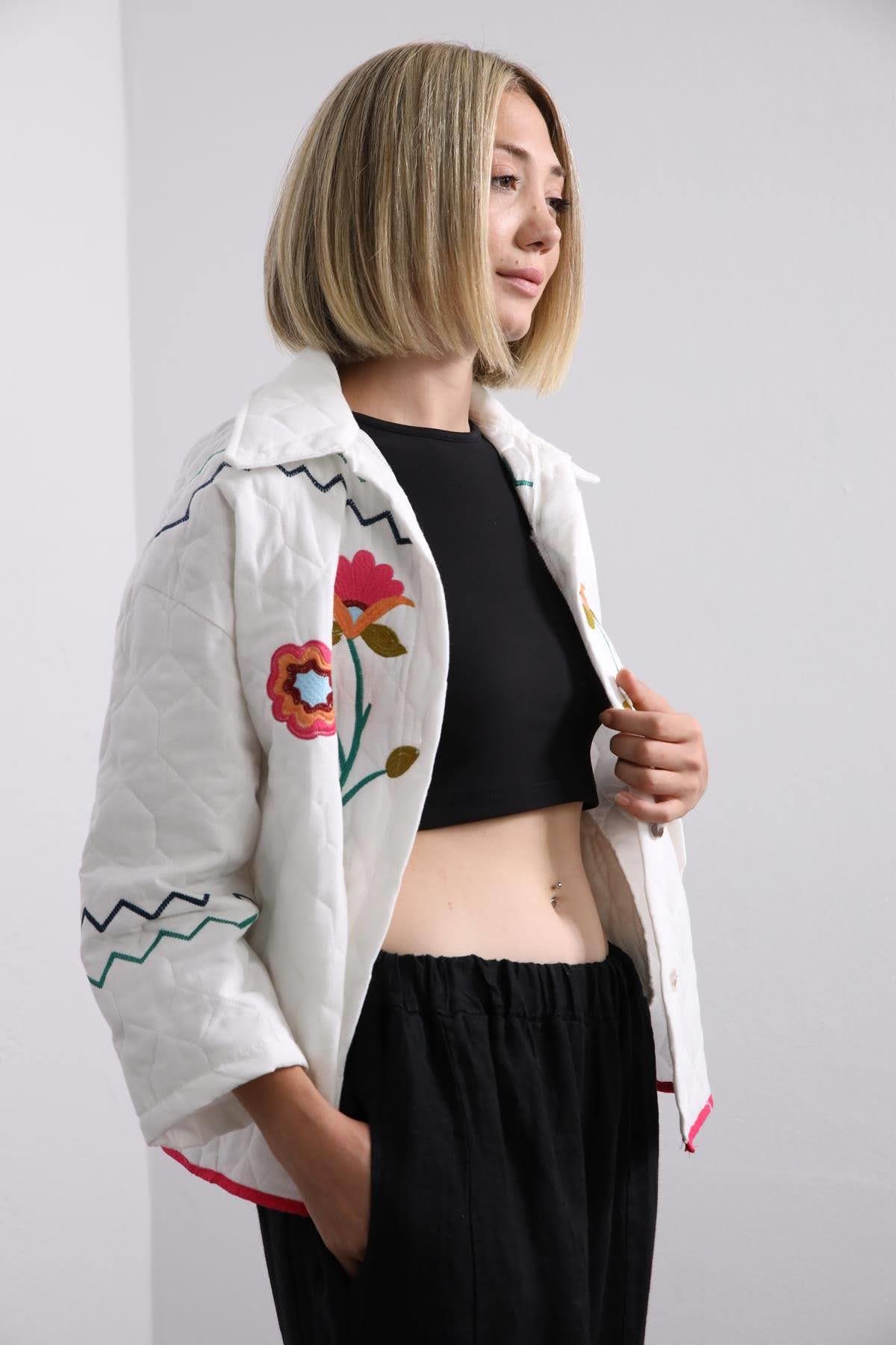 White hot sale flower jacket