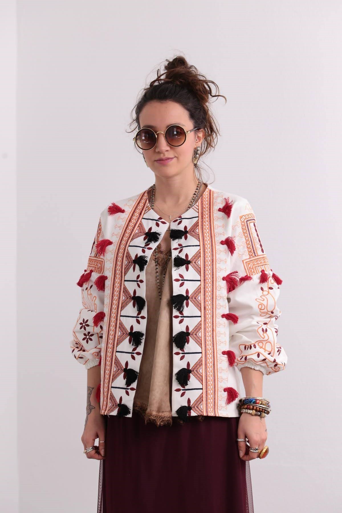 White clearance ethnic jacket