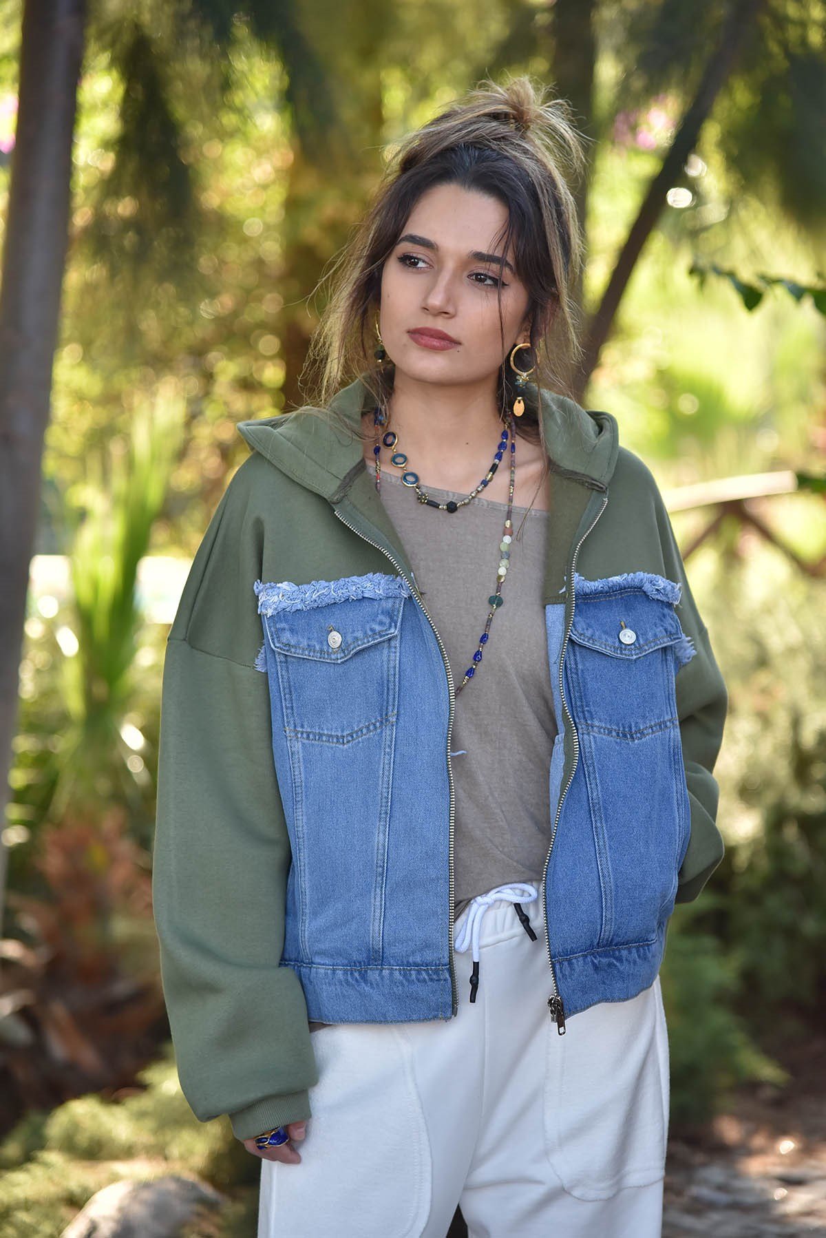 Haki Kot Detaylı Kapüşonlu Ceket - Şaman Butik - Bohem Giyim ve Aksesuar |  Kadın & Erkek