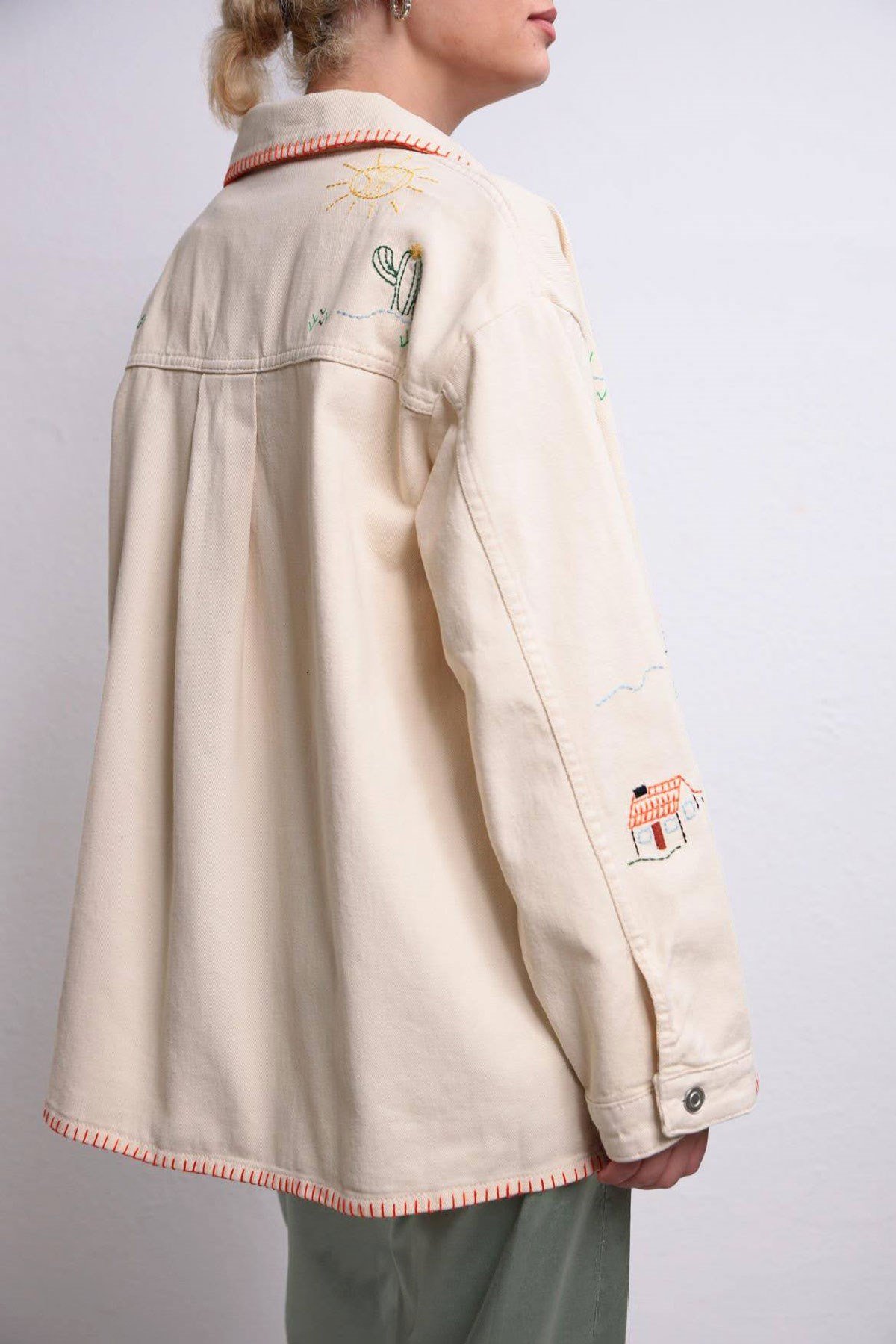 Cream colored cheap denim jacket