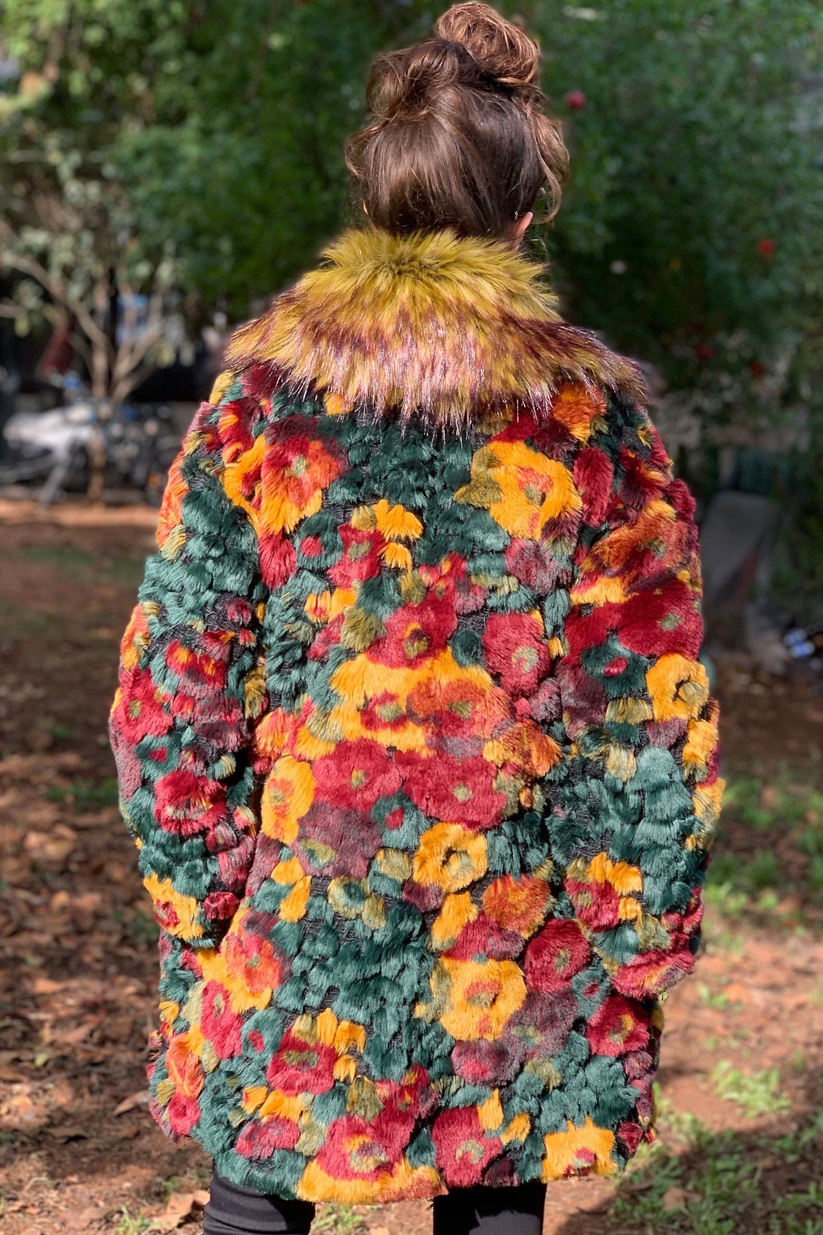 Çiçekli Kürk Kaban - Şaman Butik - Bohem Giyim ve Aksesuar | Kadın & Erkek