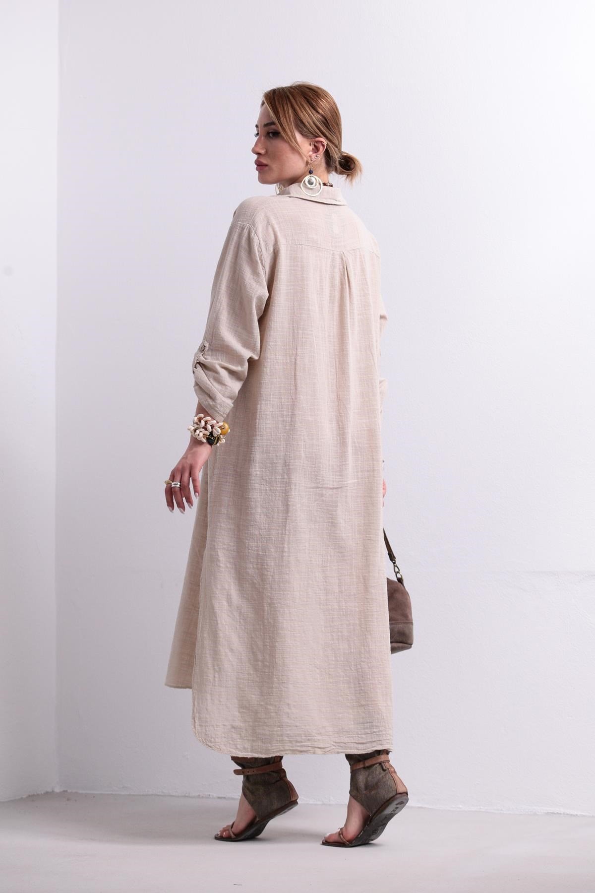 Long linen coat on sale dress