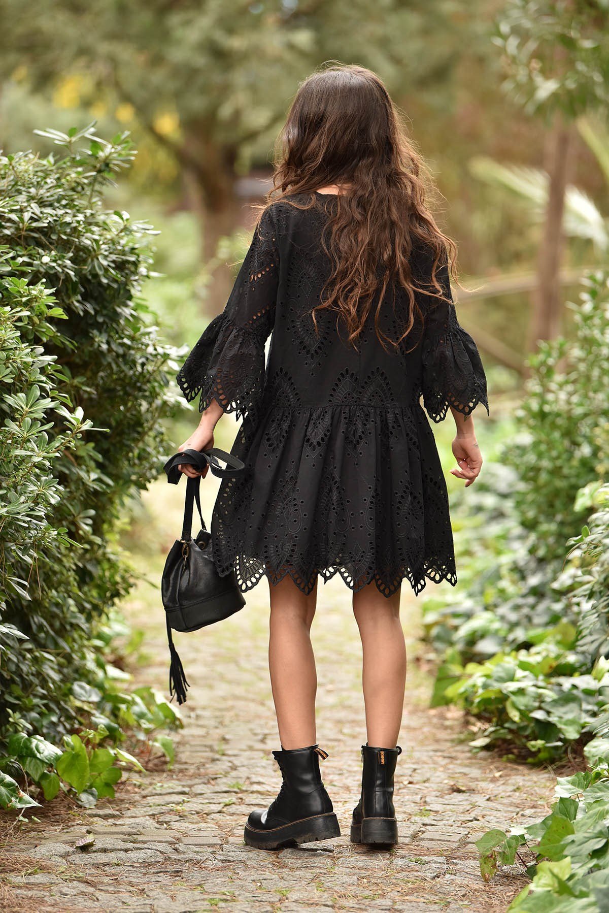 Siyah İspanyol Kol Güpürlü Brode Elbise - Şaman Butik - Bohem Giyim ve  Aksesuar | Kadın & Erkek