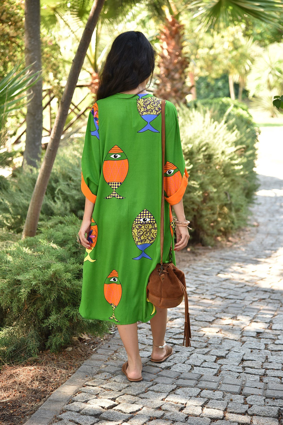 Green dress sales with yellow fish