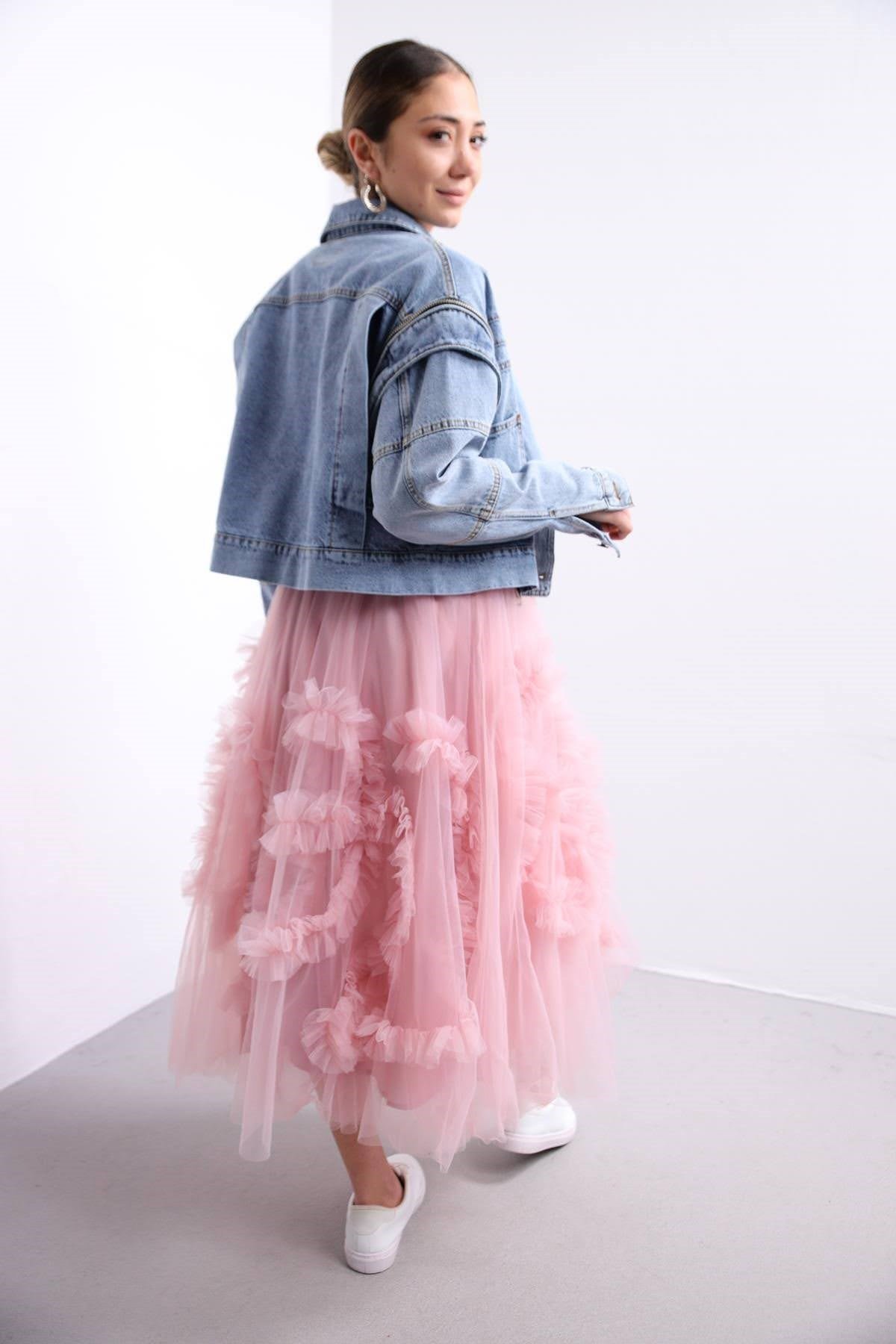 Pink Patterned Tulle Skirt
