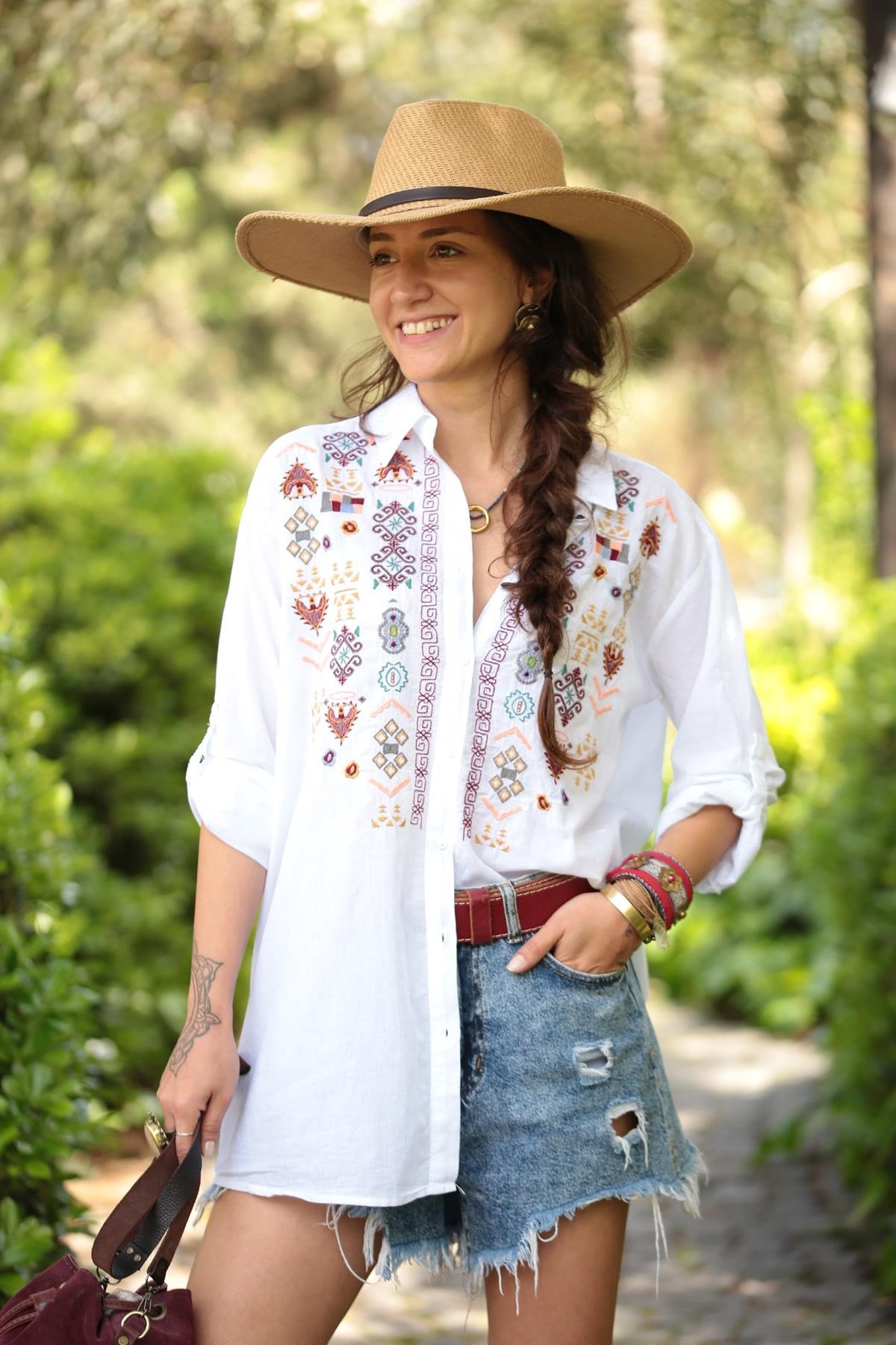 Beyaz İşlemeli Gömlek - Şaman Butik - Bohem Giyim ve Aksesuar | Kadın &  Erkek