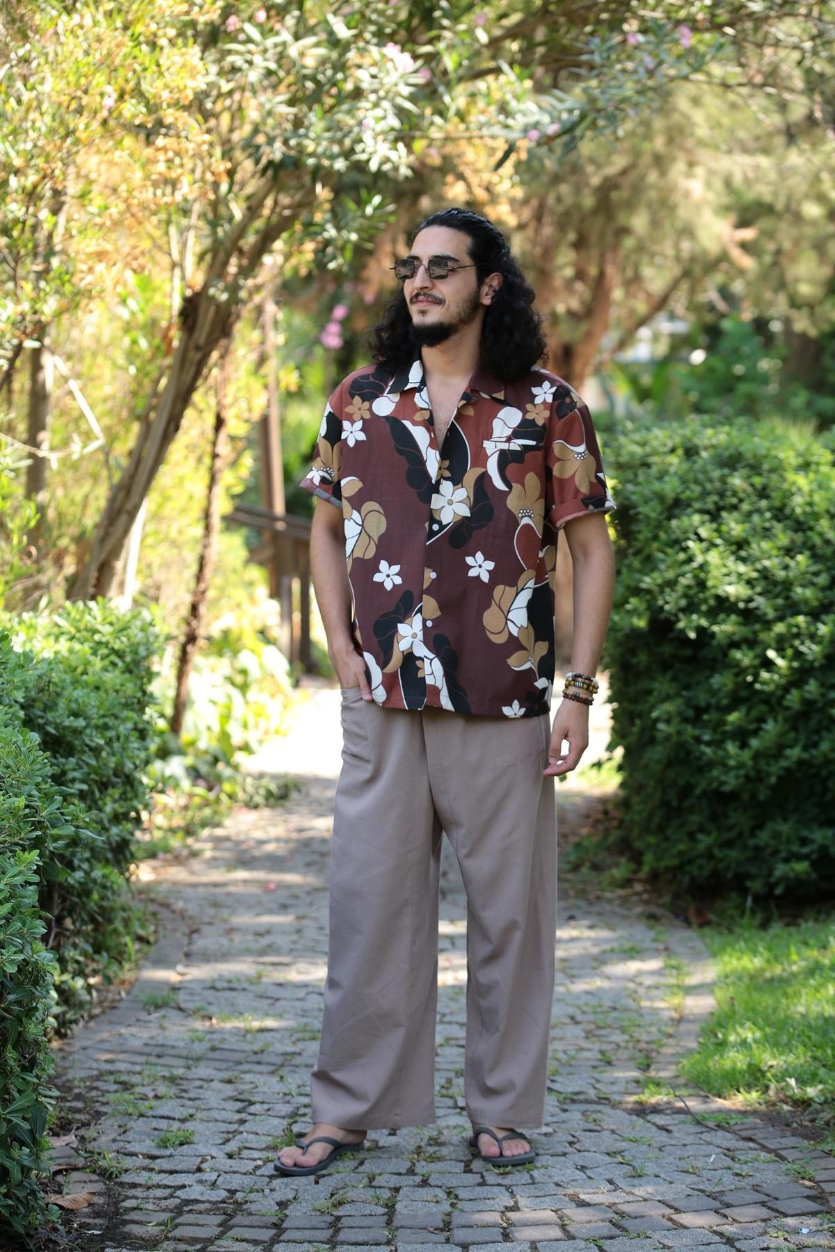 Kahverengi Desenli Vintage Gömlek - Şaman Butik - Bohem Giyim ve Aksesuar |  Kadın & Erkek