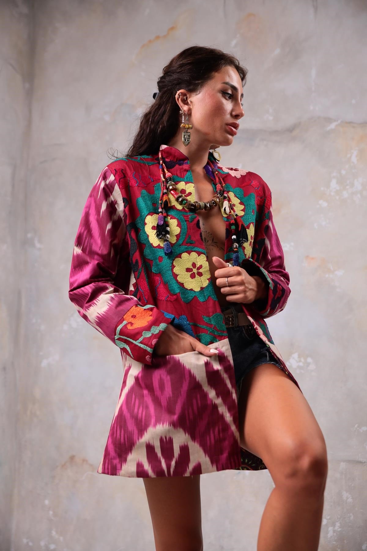 Burgundy Suzani Caftan