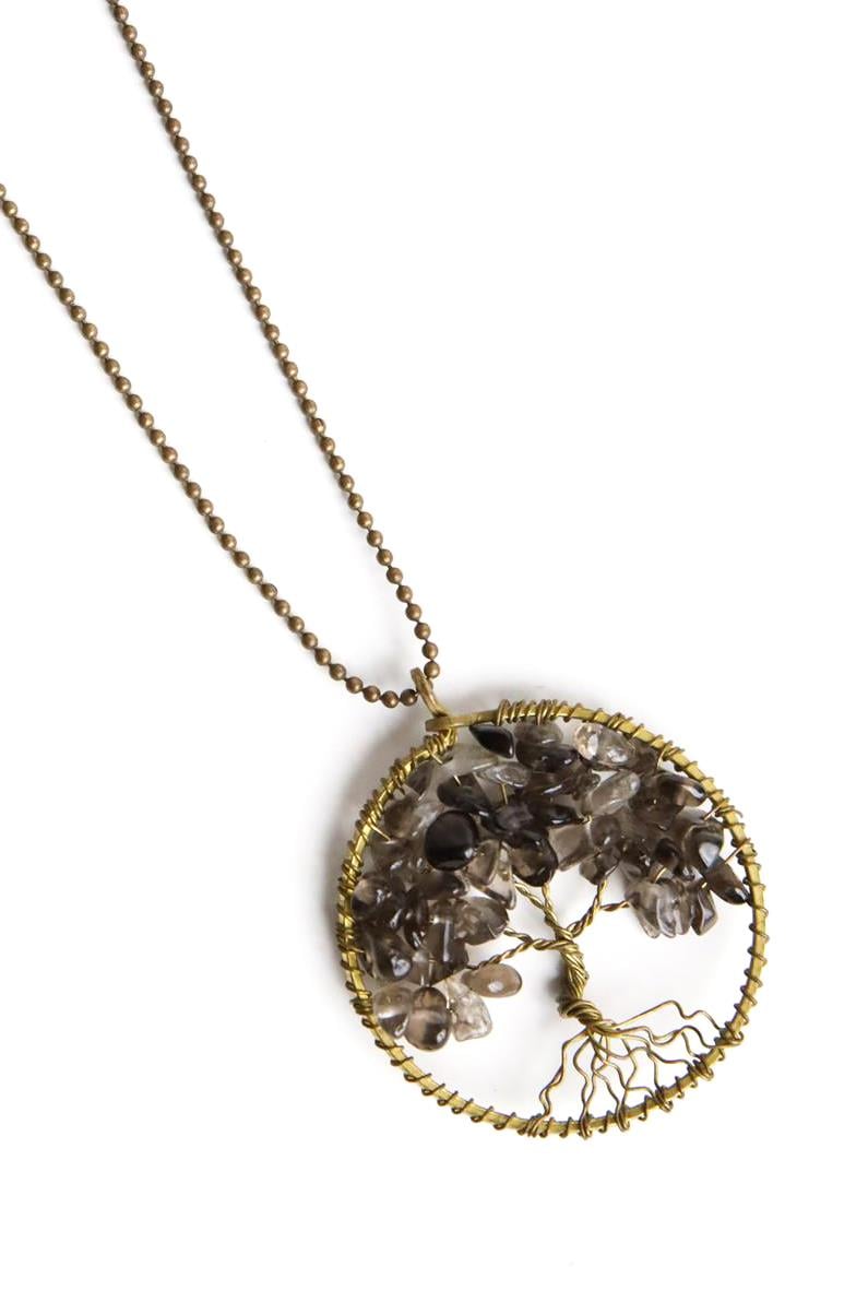 Tree of Life Design Natural Stone Necklace Saman Butik Shop Online