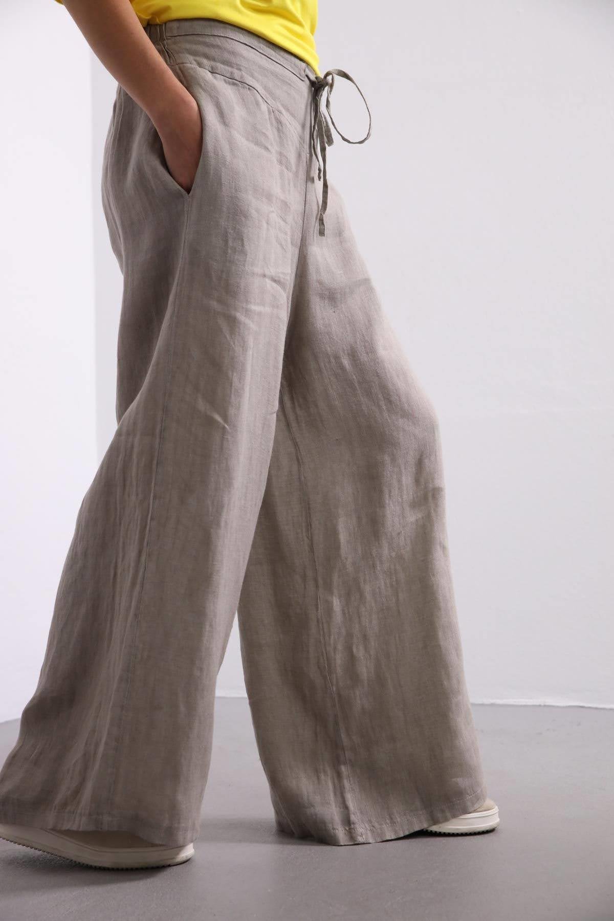 Lace Up Linen Trousers