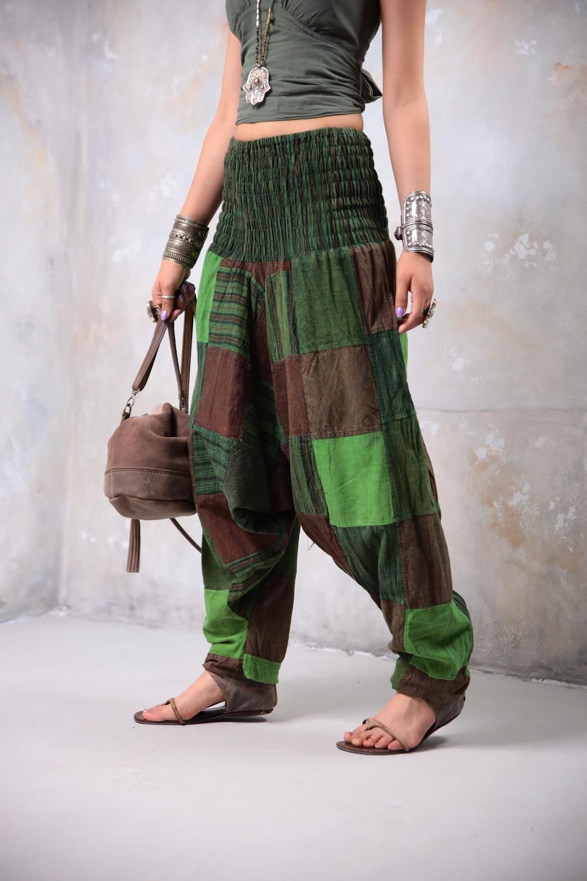 Yeşil Patchwork Harem Şalvar - Şaman Butik - Bohem Giyim ve Aksesuar |  Kadın & Erkek