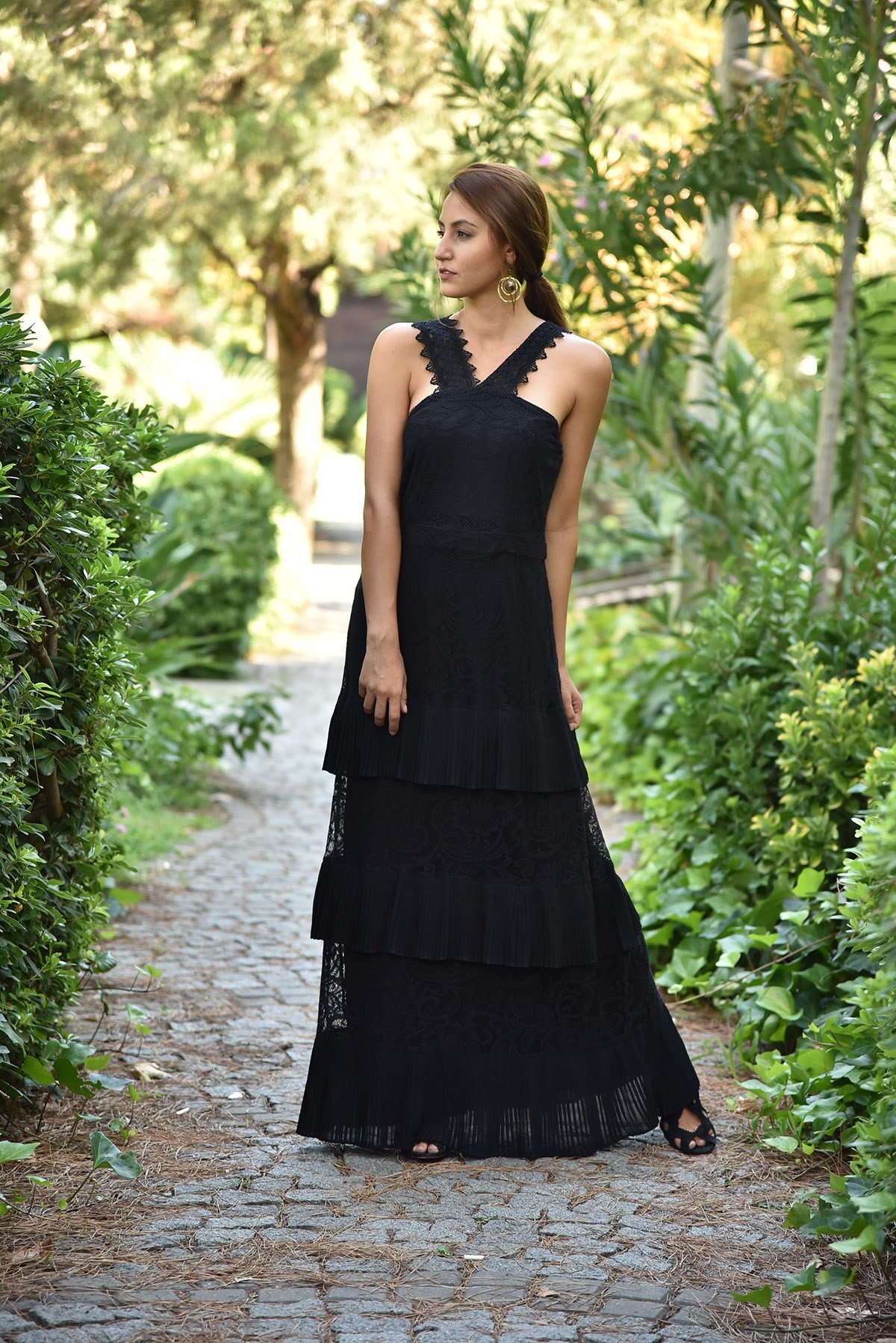 Siyah Kat Kat Pile Dantelli Şık Elbise - Şaman Butik - Bohem Giyim ve  Aksesuar | Kadın & Erkek