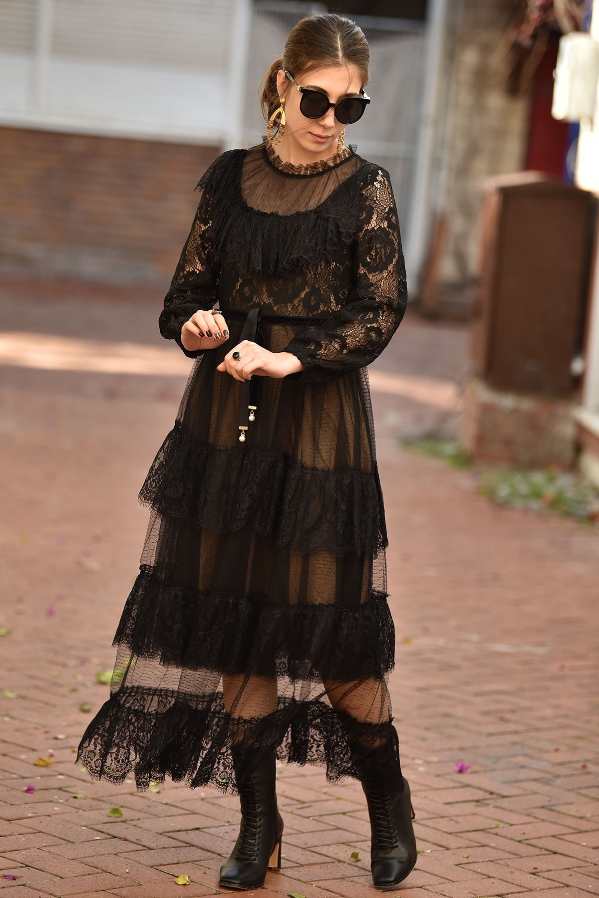  Boho Goth Black Lace For Women Aesthetic Clothes