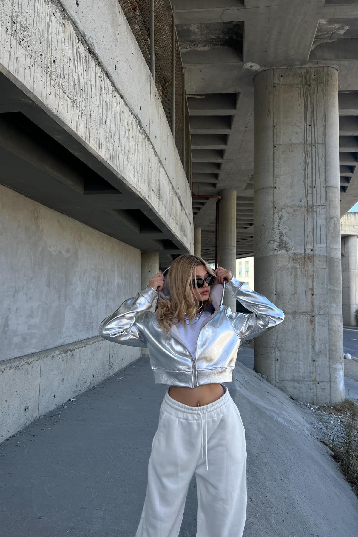 Silver Sportif Kapüşonlu Hırka - My Love Butik | Modadaki Göz
