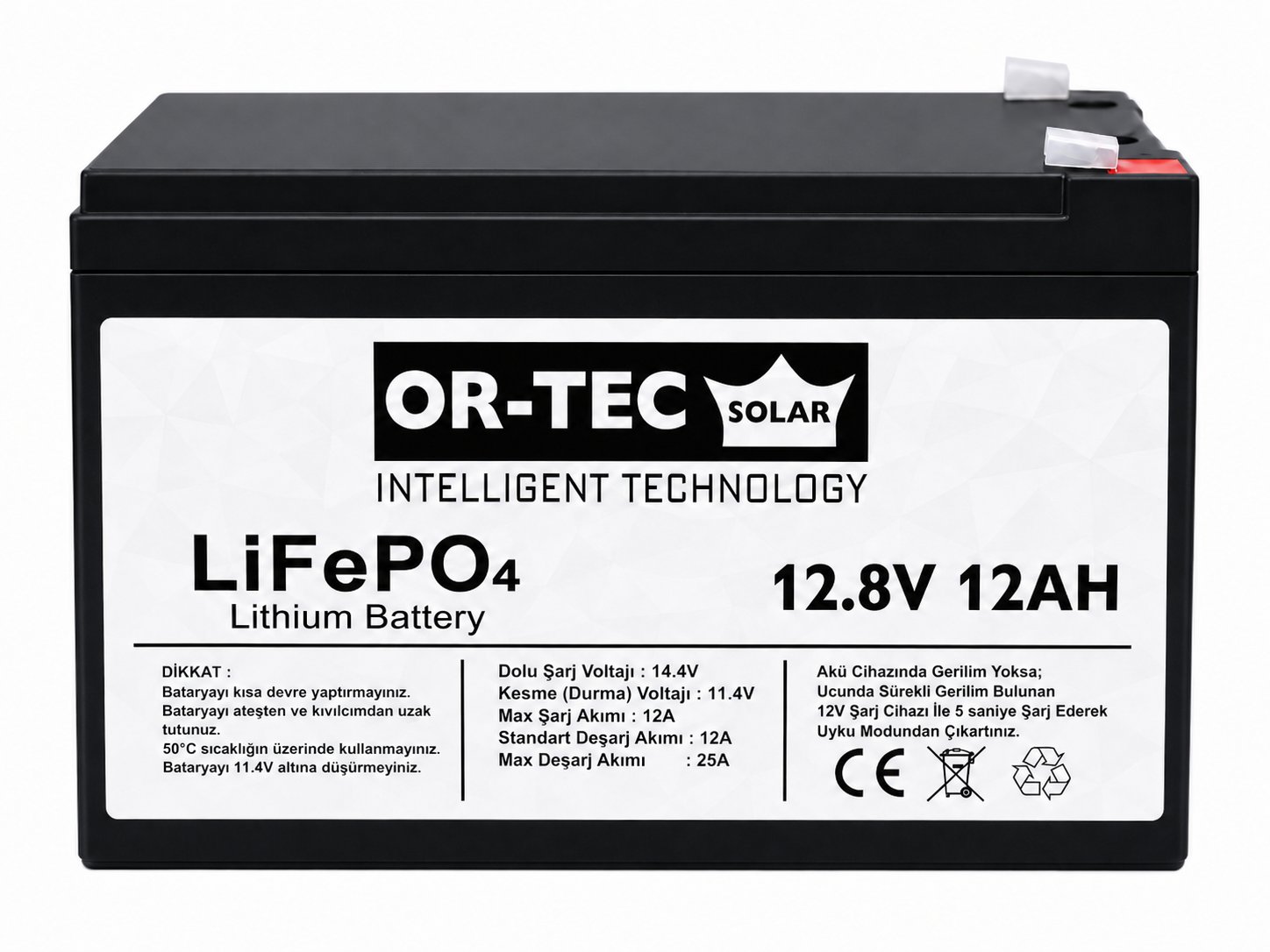 OR-TEC 12.8V 12Ah LiFePO4 Akülü Araba - UPS Aküsü