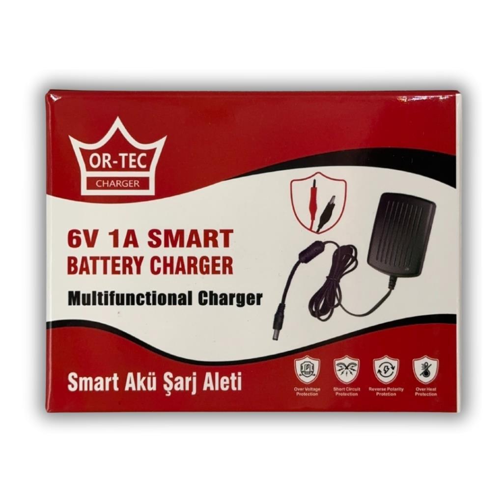 Ortec 6V 1A Şarj Cihazı Adaptörü Maşalı Pilsan Akülü Araba Uyumlu 
