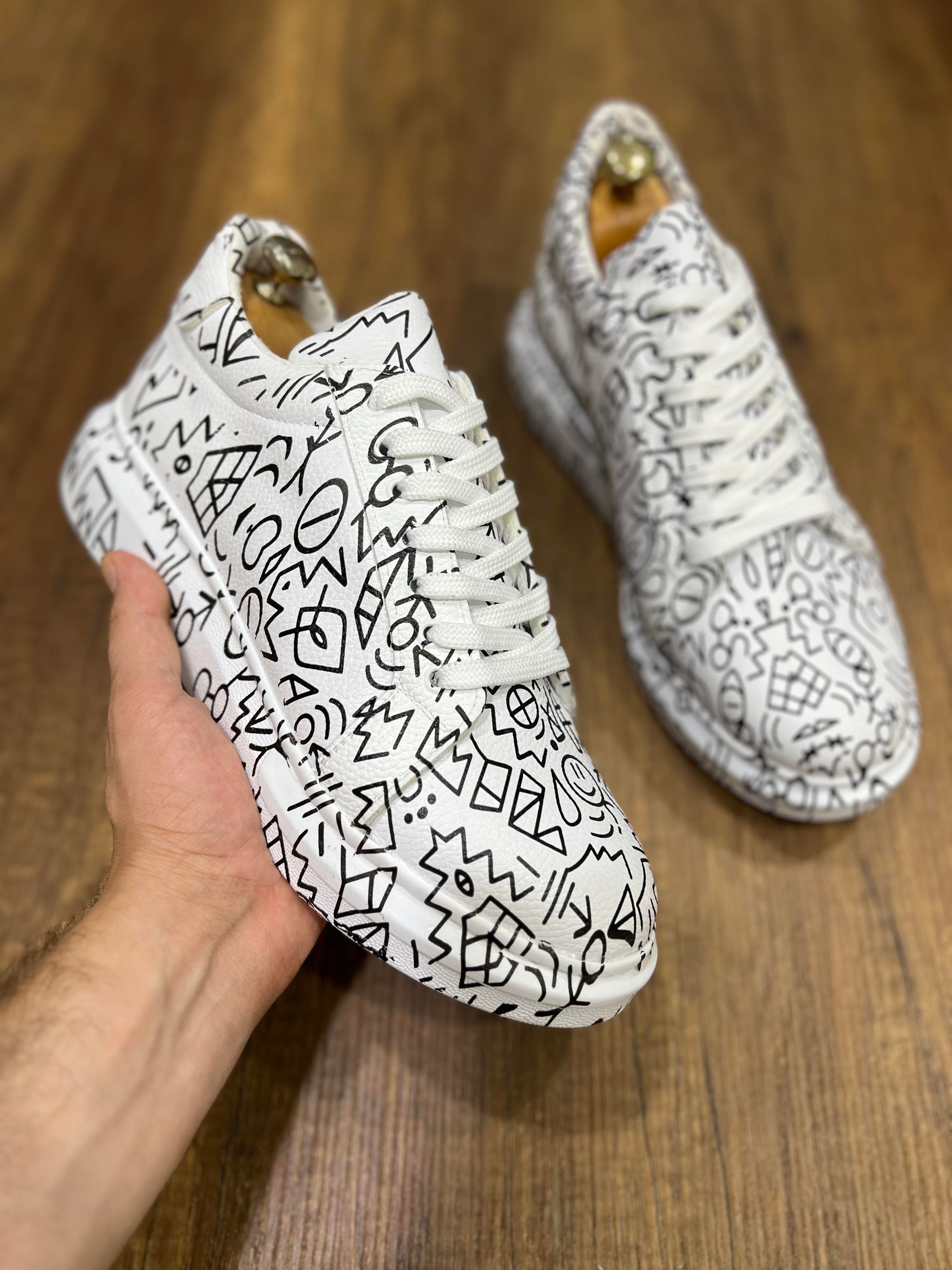 Lazy Moche Bağcıklı Erkek Sneaker Desenli Spor Ayakkabı