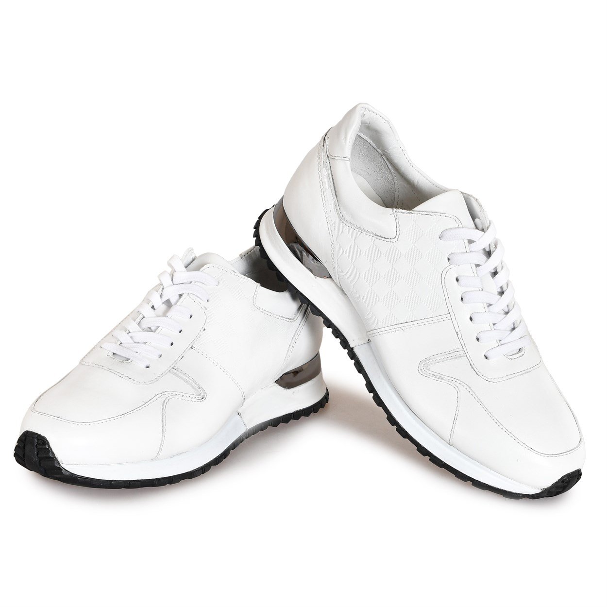 Beyaz Deri Bağcıklı Erkek Spor Ayakkabı | Flower Ayakkabı