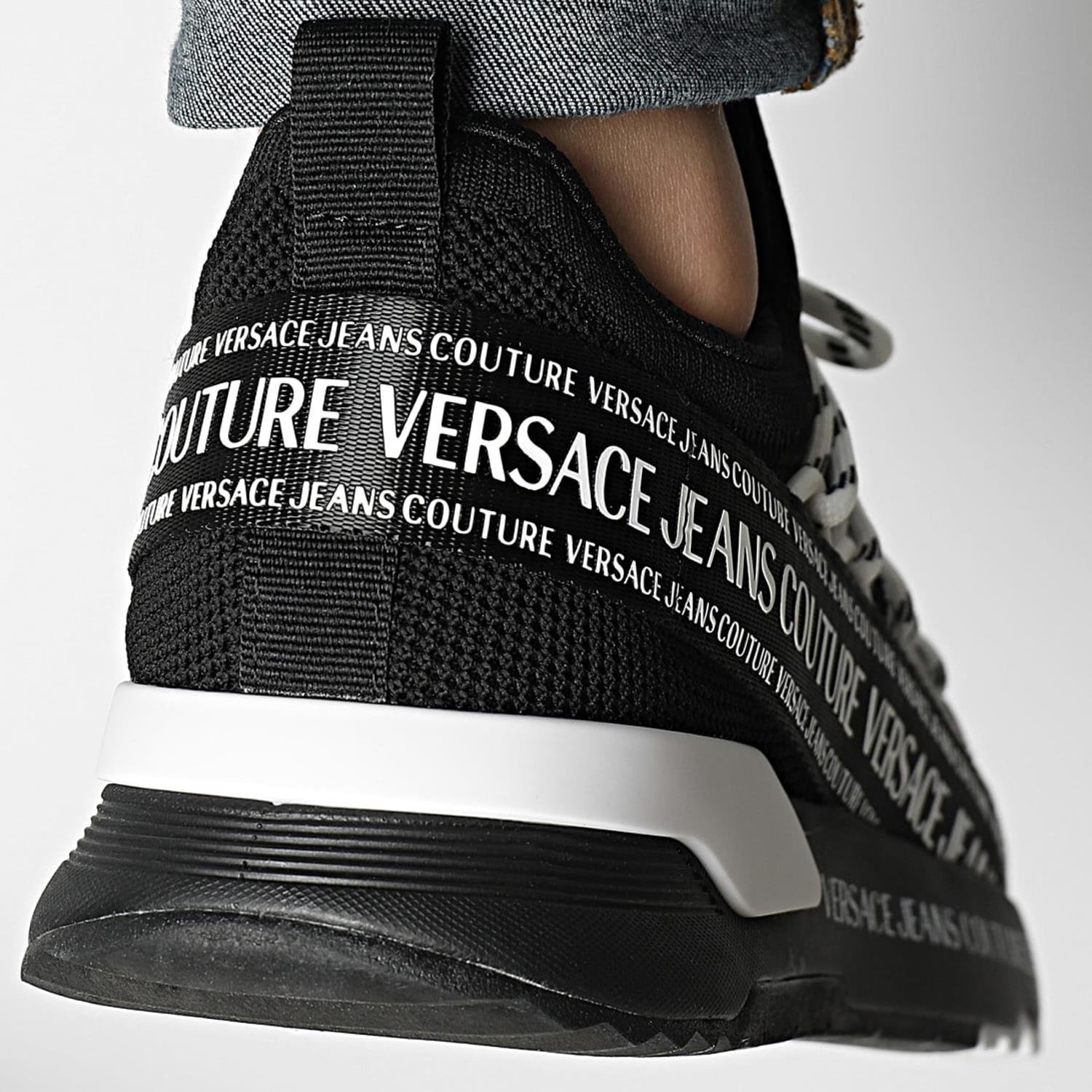 ノリノリ VERSACE JEANS COUTURE美品 未使用 タグ付き Versace Jeans Couture 77Ya3Sa3 Siyah Erkek Spor Ayakkabı | Flower