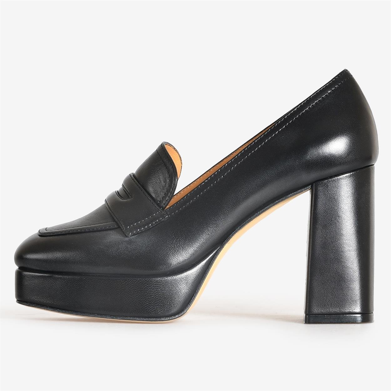 Siyah Deri Kalın Topuklu Kadın Ayakkabı | Flower Ayakkabı
