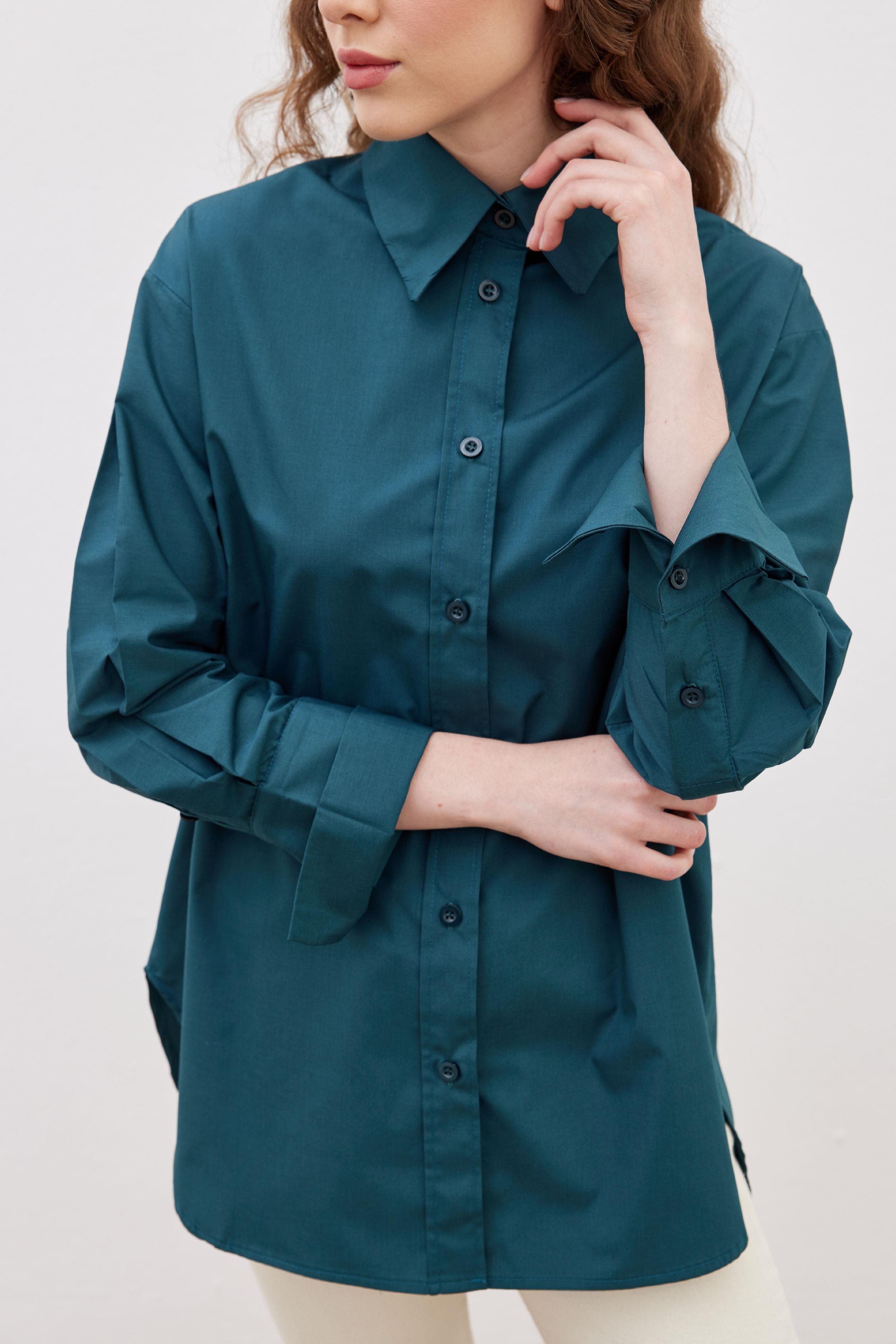Oversize Kadın Gömlek Petrol Mavi - FAHHAR