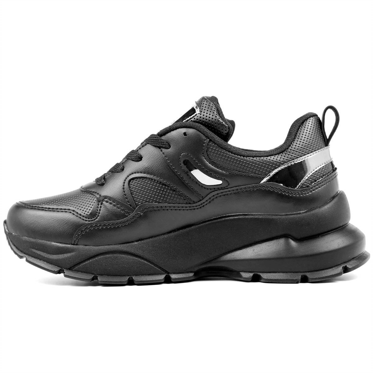 Pabucchi Vıentto Bağcıklı Kadın Spor Sneaker Ayakkabı Siyah 0084
