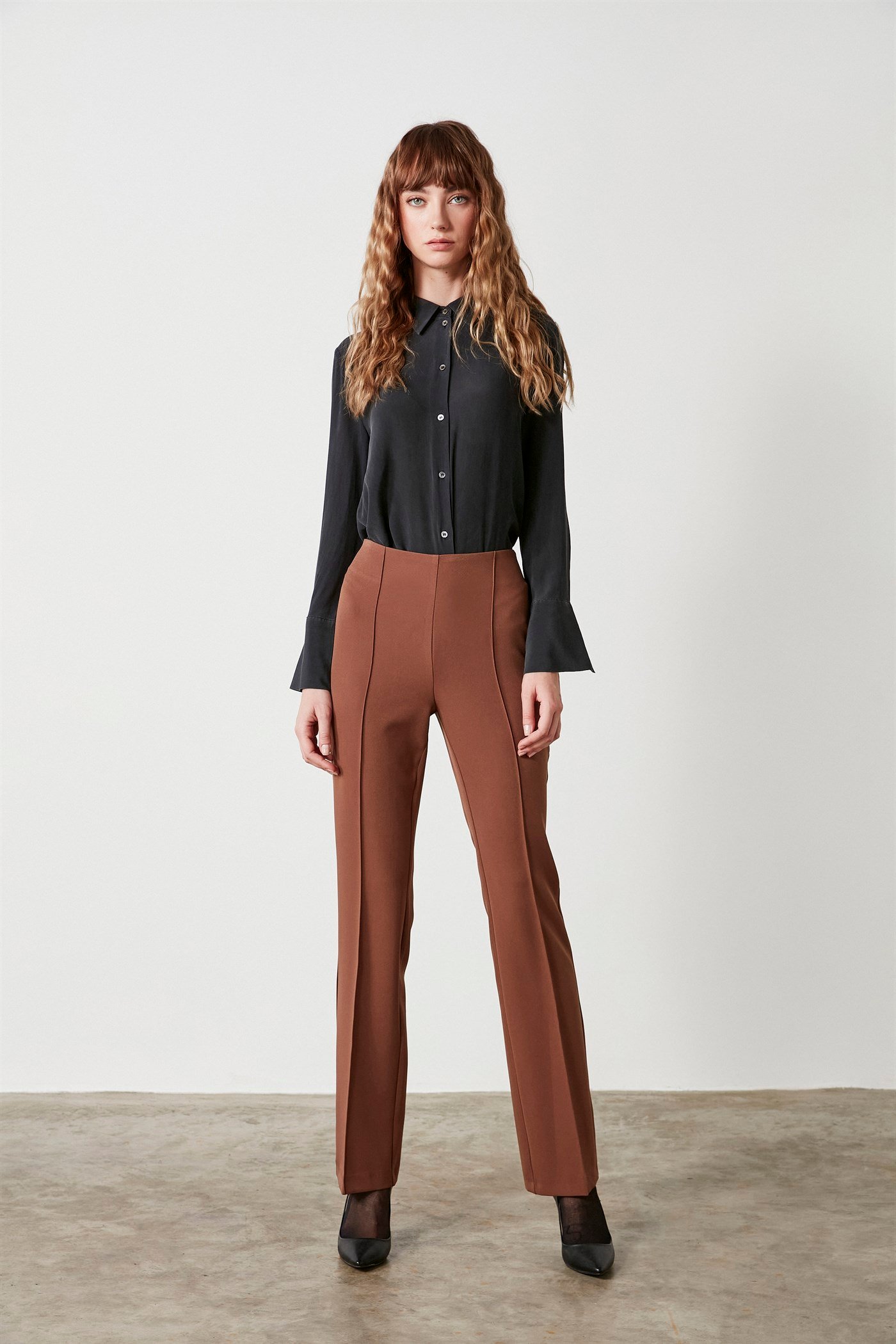 High Waist Ribbed Trousers