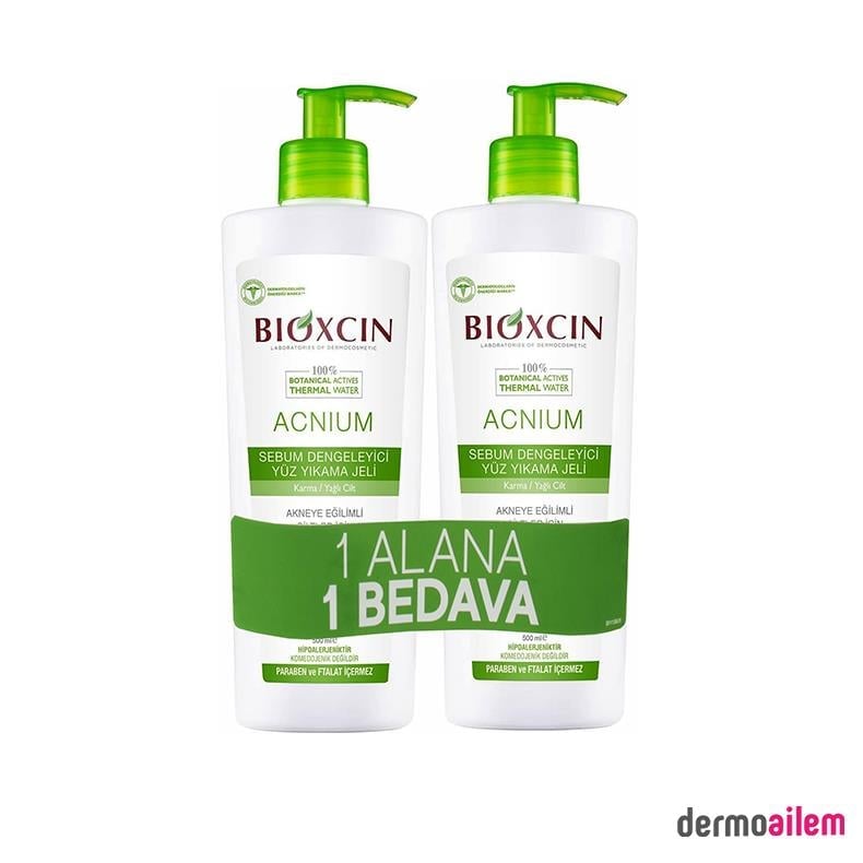 Bioxcin Acnium Sebum Dengeleyici Yüz Yıkama Jeli 500 ml + 500 ml