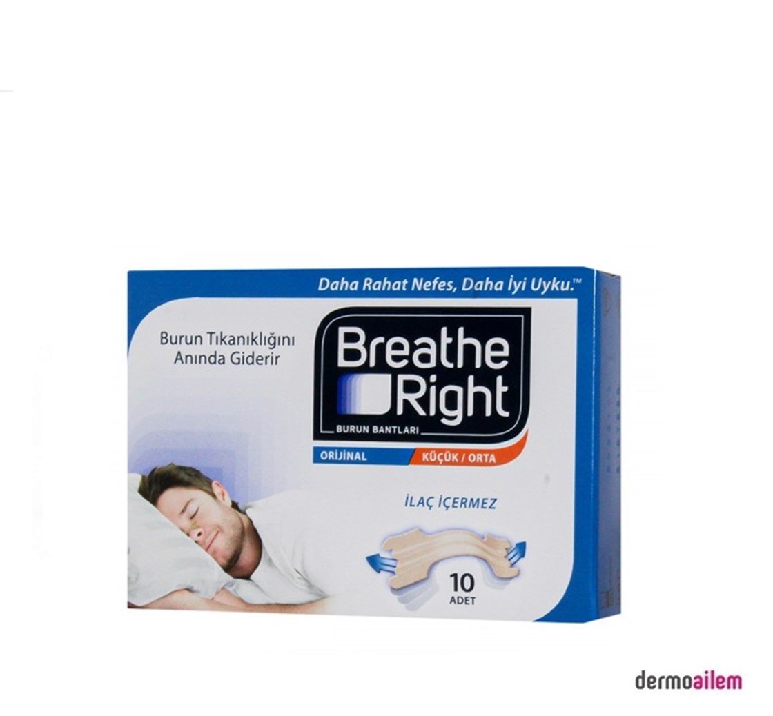Breathe Right Burun Bandı Orijinal Küçük/Orta Boy 10 adet İndirimli  Fiyatları | Dermoailem.com