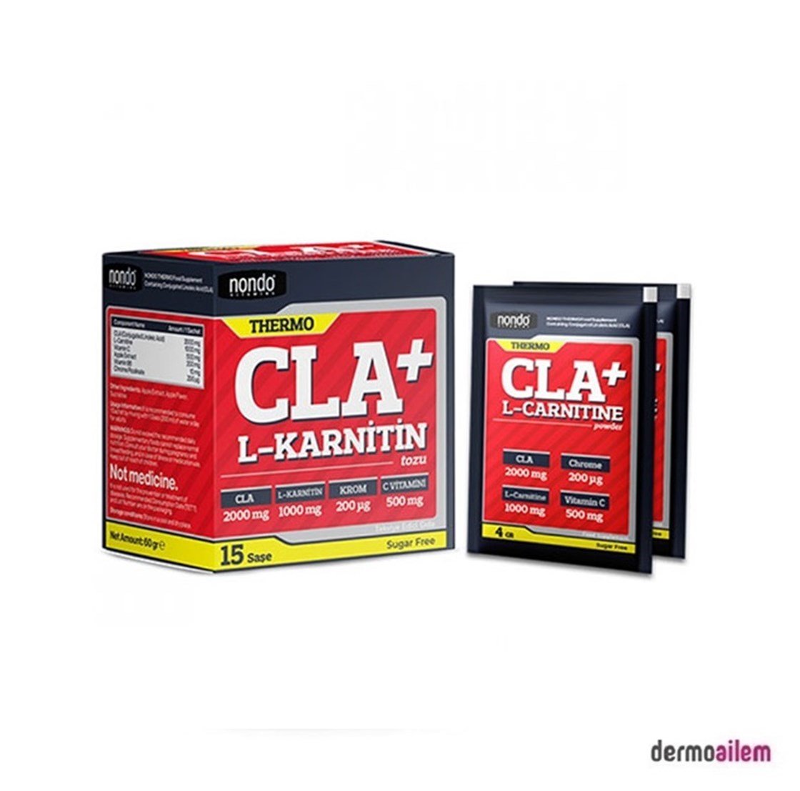 cla l carnitine fiyat Nondo Vitamins Thermo Cla+L-Karnitin Tozu 15 Saşe Fiyatları İndirimli