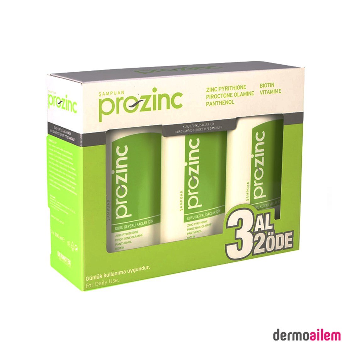 ProZinc Yeşil Kuru Saçlar 300 ml 3 Al 2 Öde Şampuan | Dermoailem