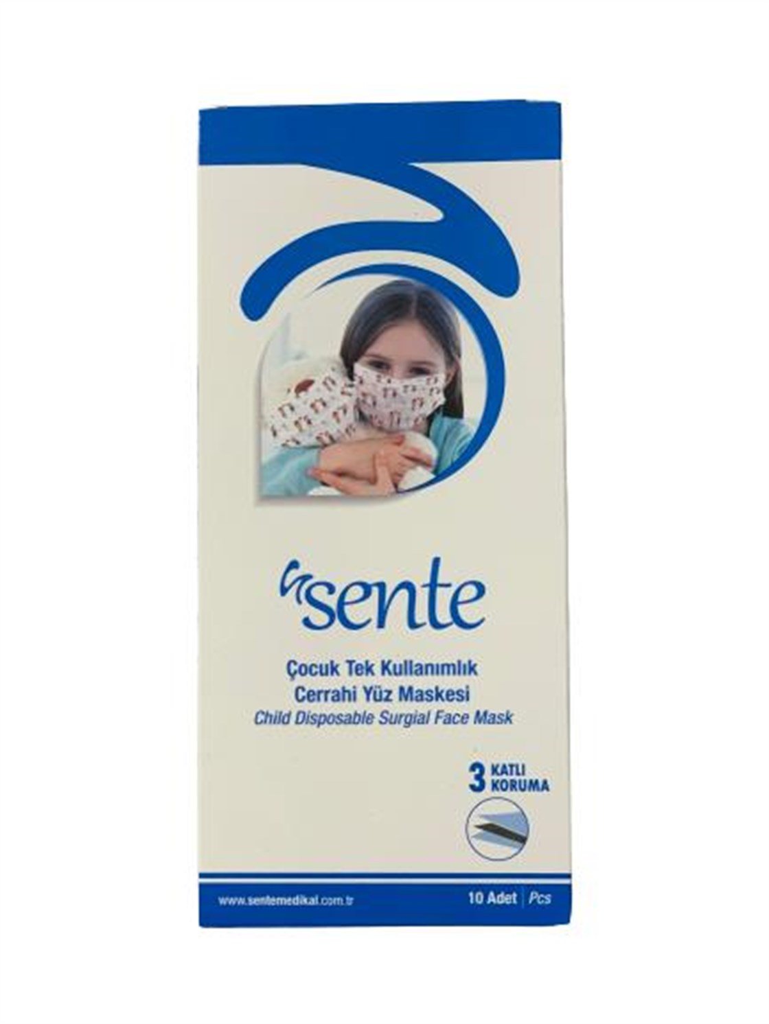 Sente Çocuk Tek Kullanımlık Yüz Maskesi 10 Adet Ürün ve Fiyatları İndirimli  | Dermoailem.com