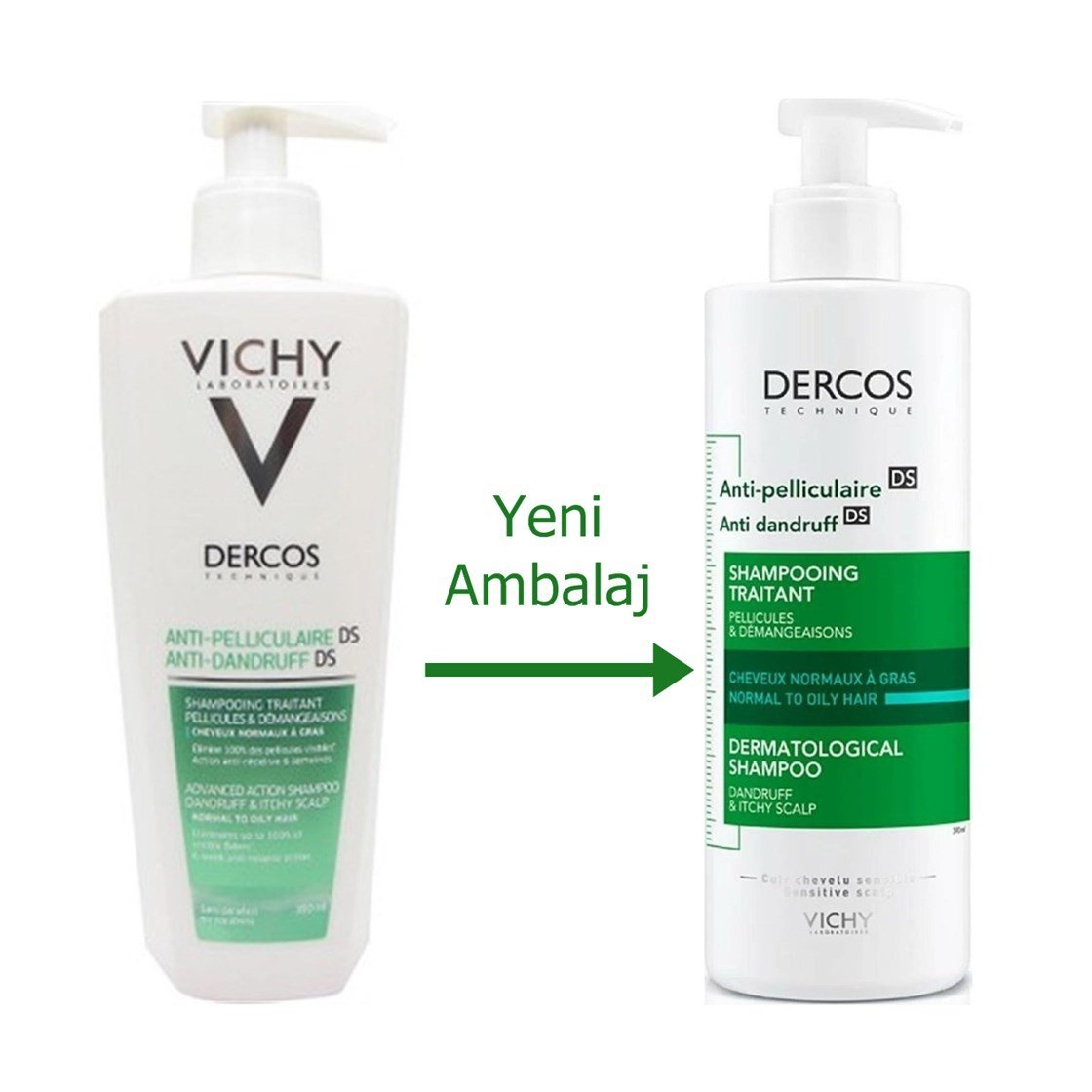 Vichy Dercos Kepeğe Karşı Etkili Bakım Şampuanı (Normal/Yağlı Saçlar İçin)  390 ml | Dermoailem