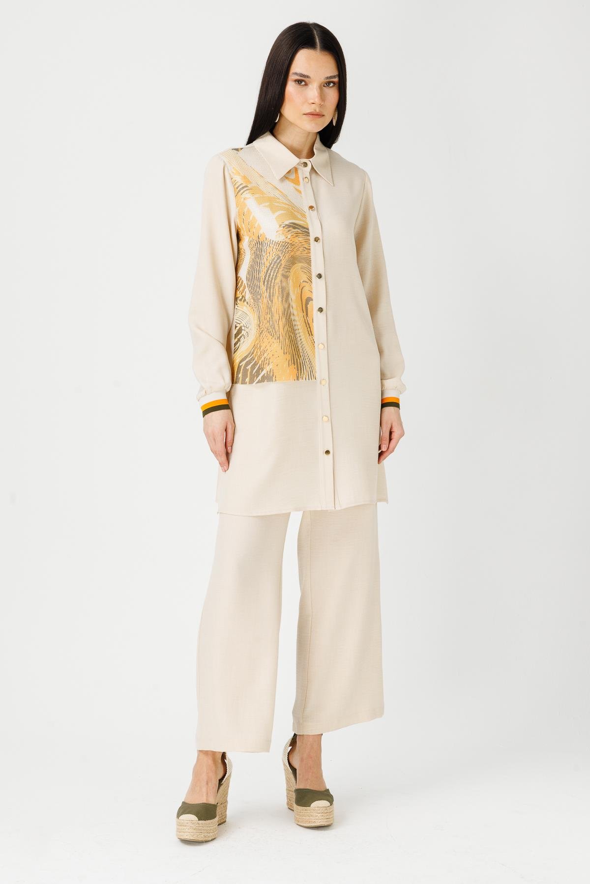 Mesh Detailed Tunic - saffron