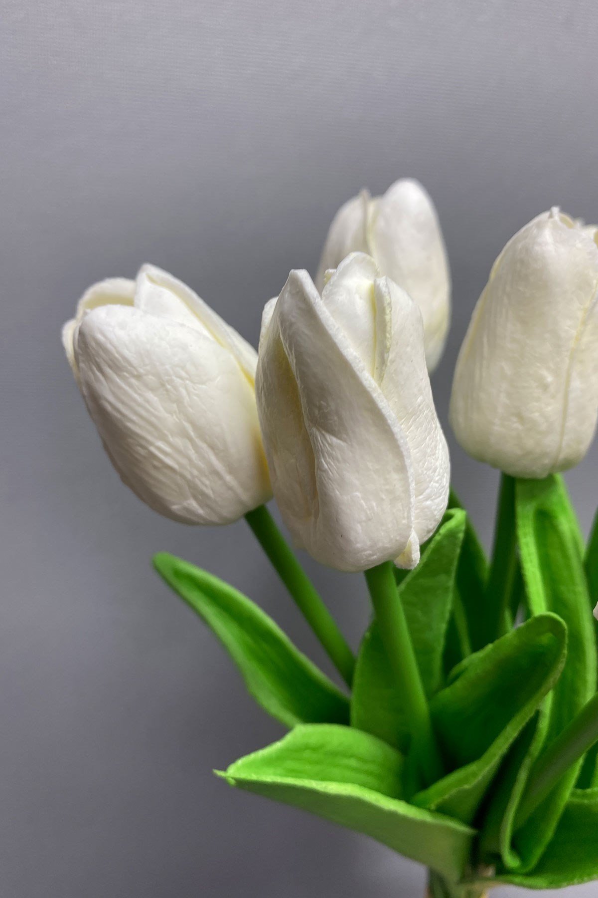 Beyaz Gerçek Görünümlü Yapay Islak Lale Çiçeği 8 Adet | Hayalperest