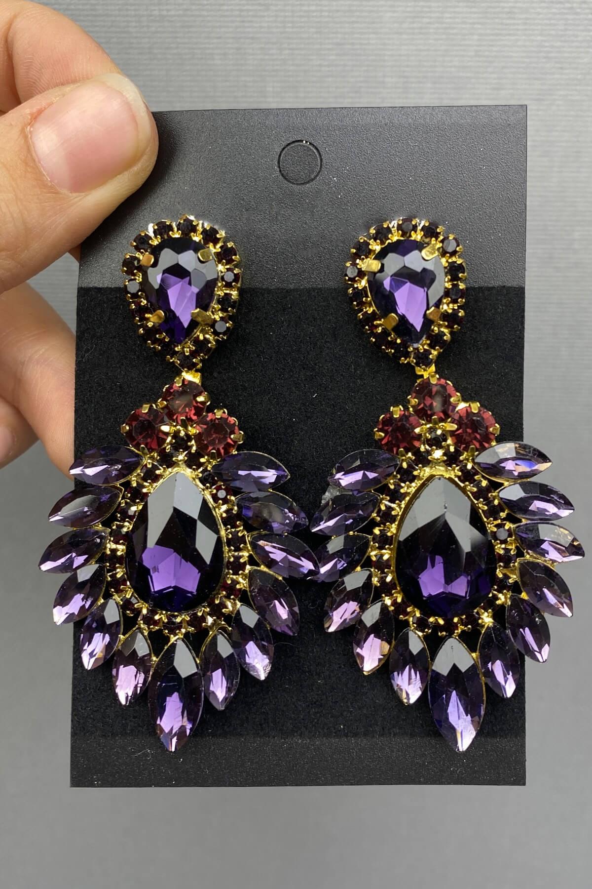 Wholesale Purple Gold Bridal Henna Crown and Earrings