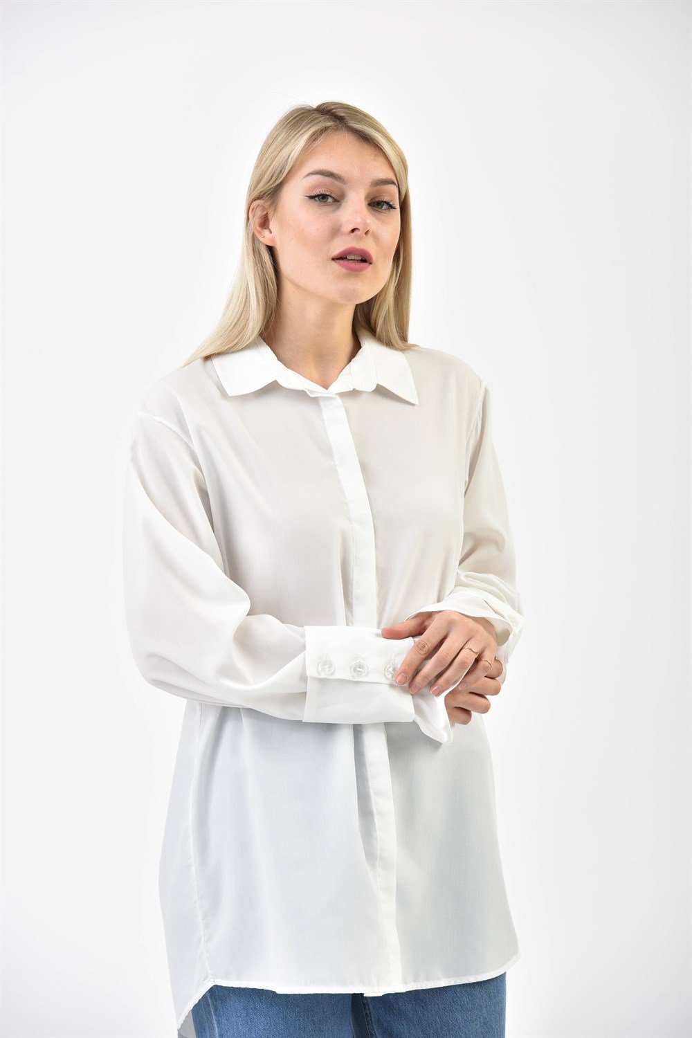 Ftz Women Kadın Koton Gömlek Beyaz 30079