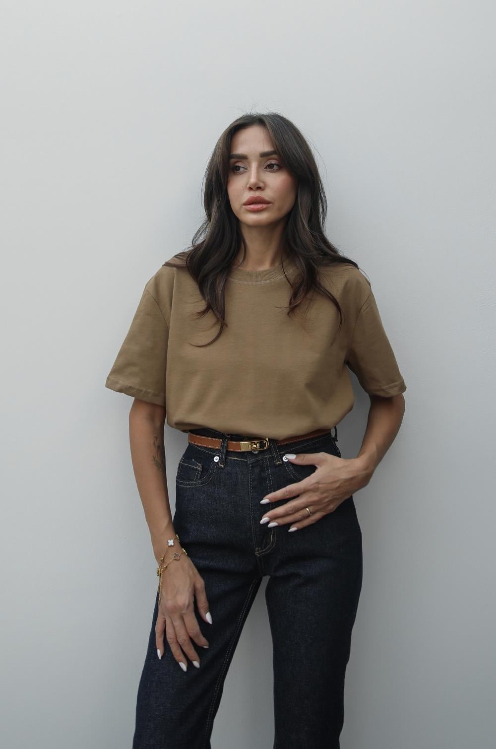 Camel Dekoratif Dikişli Tok Doku Tişört 499,00 TL